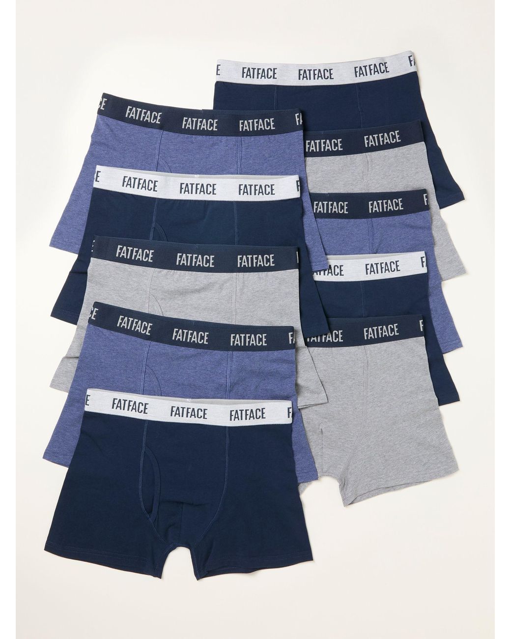 FatFace Blue Fatface 10 Pack/ Plain Boxers for men