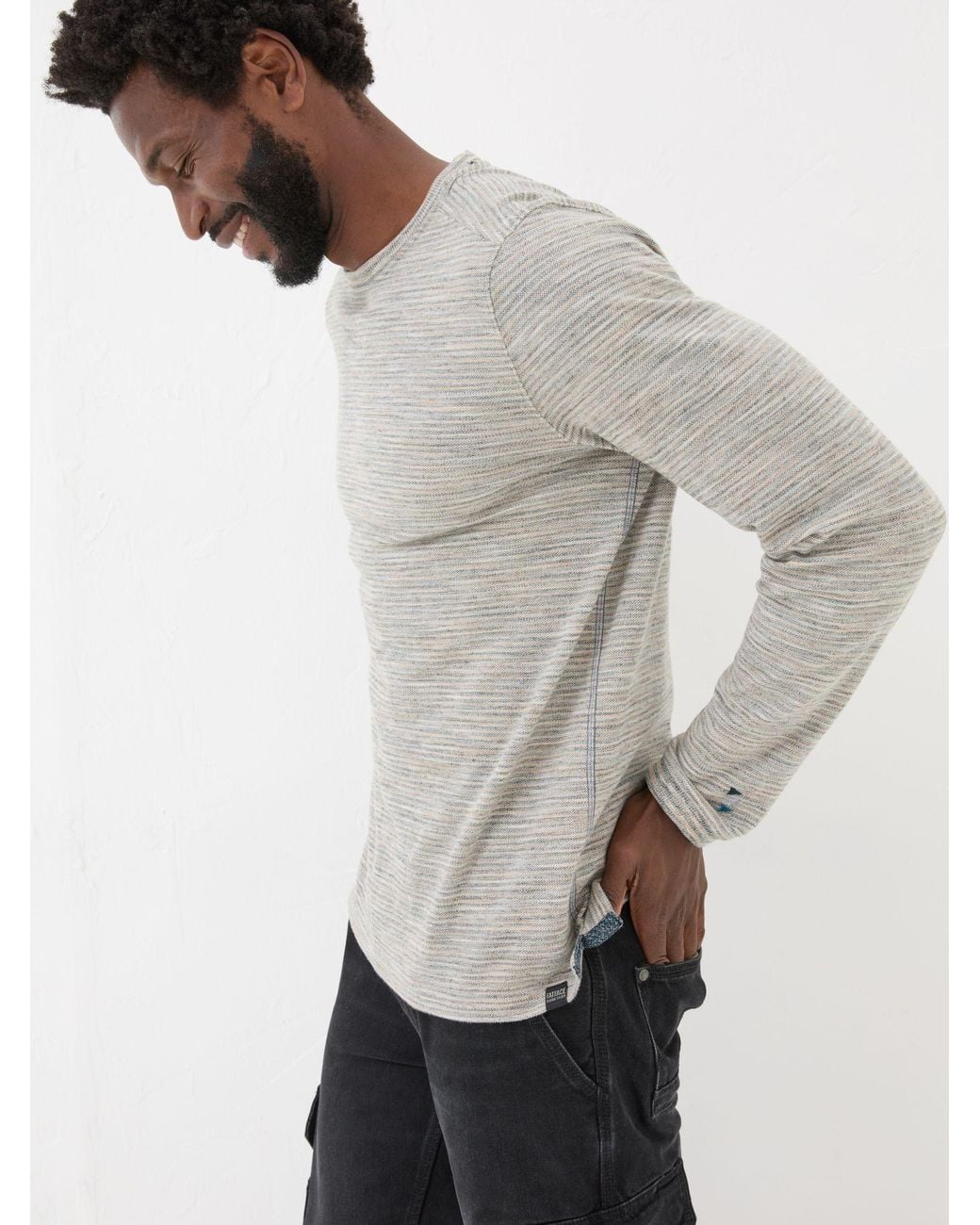FatFace Gray Dark Skies Long Sleeve Crew T-Shirt for men