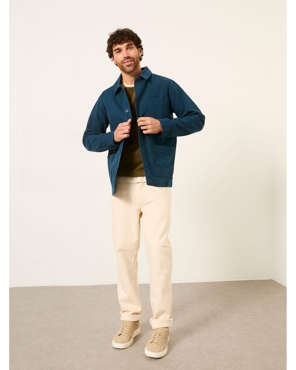 FatFace Blue Canvas Worker Jacket for men