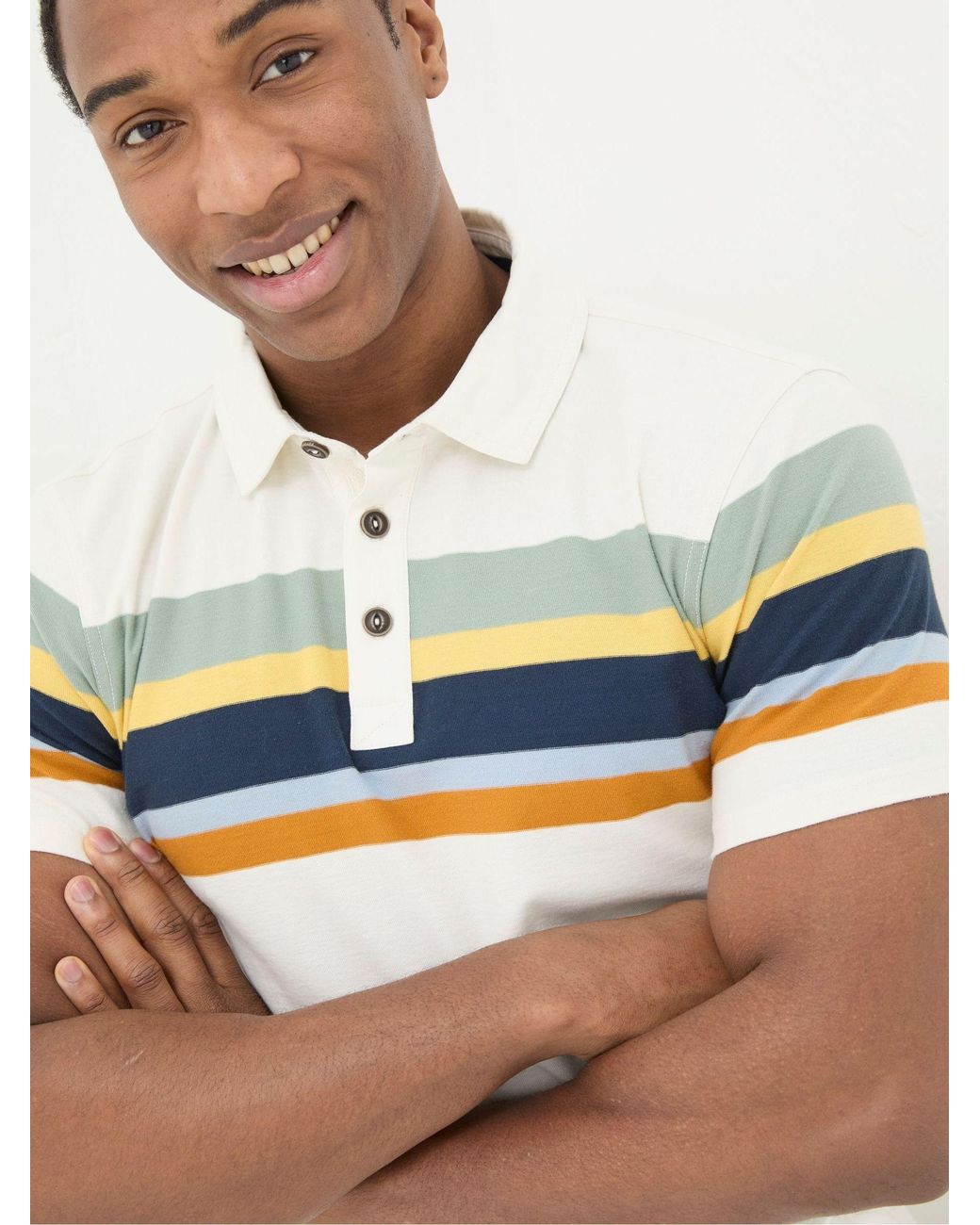 FatFace Natural Perranporth Chest Stripe Polo Shirt for men