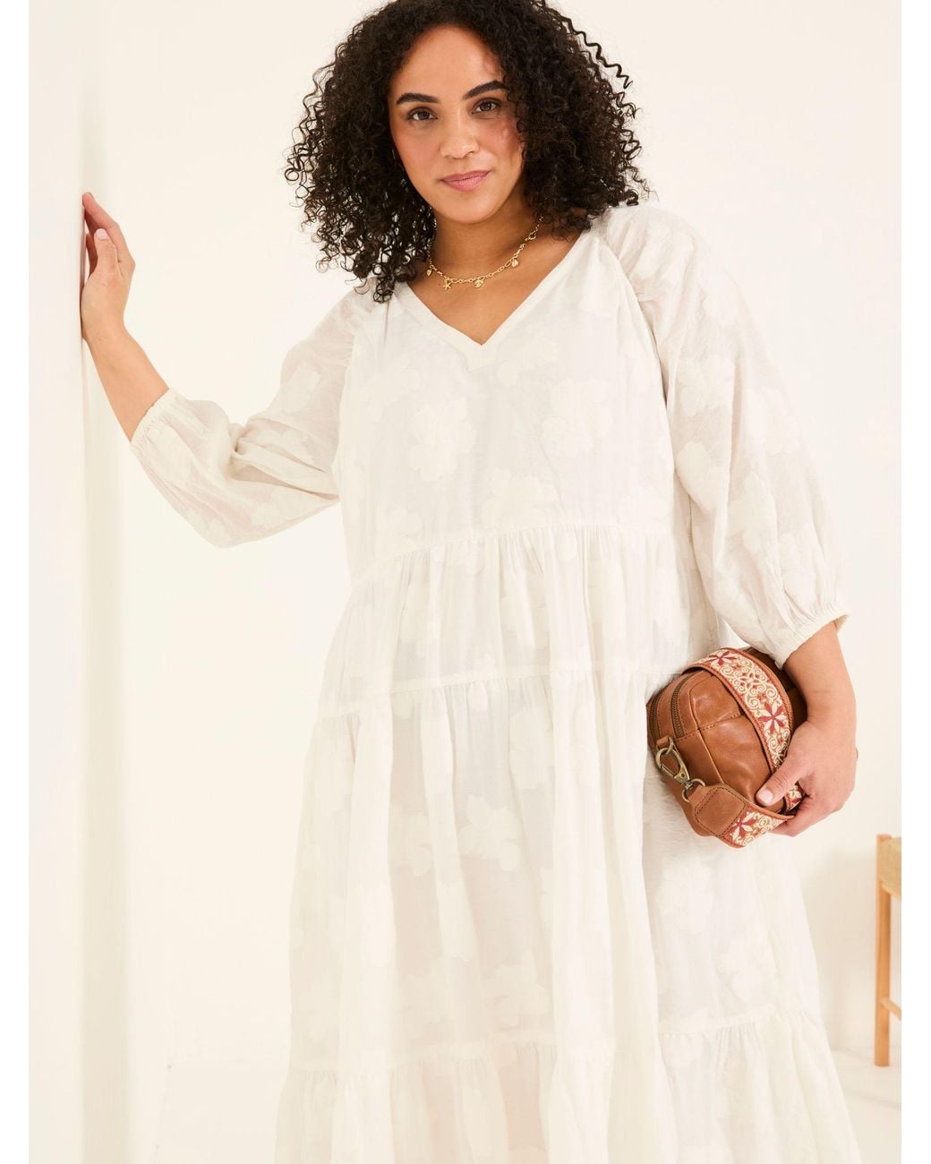 FatFace Natural Kelly Jacquard Maxi Dress