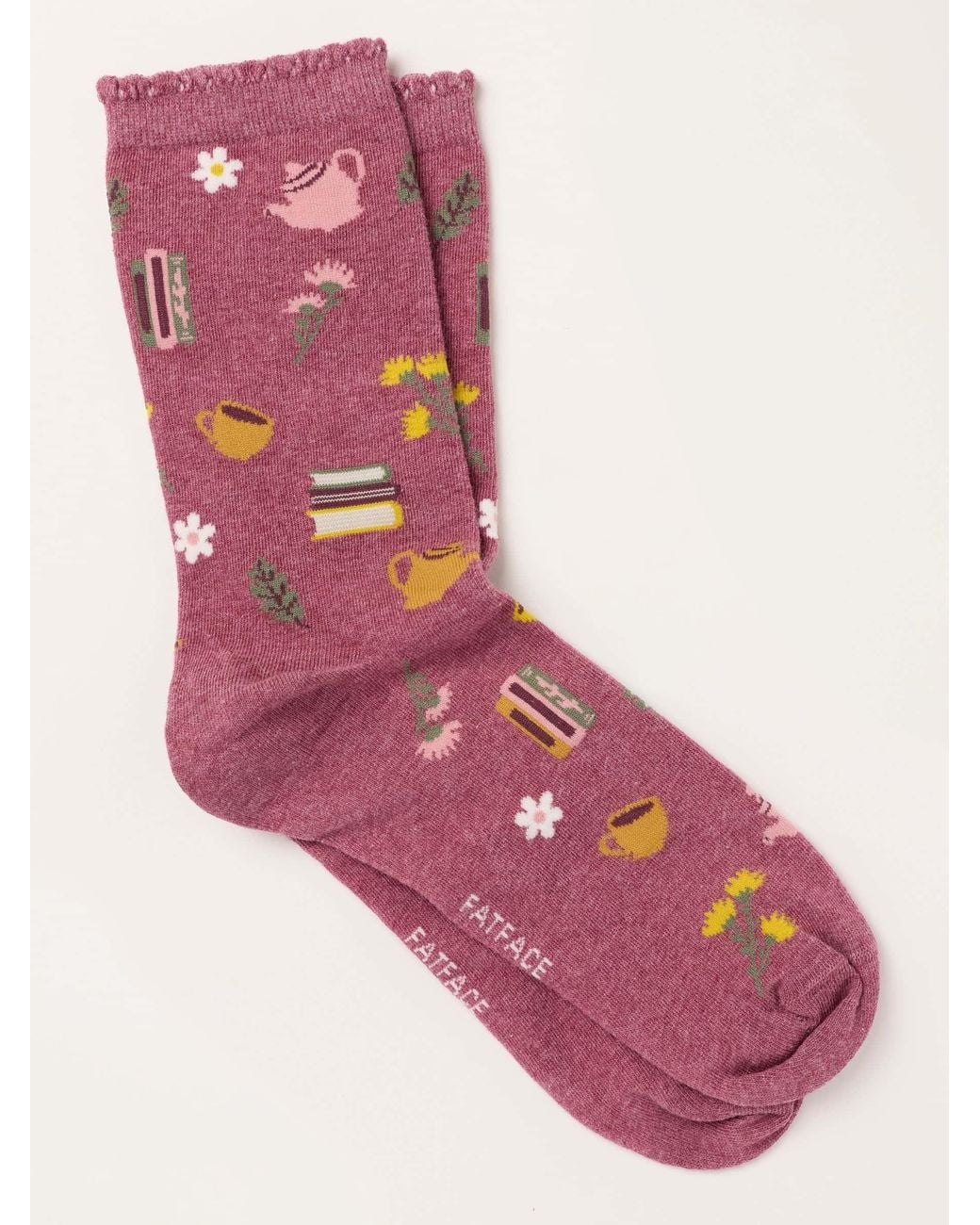FatFace Pink Fatface Berry Tea Socks