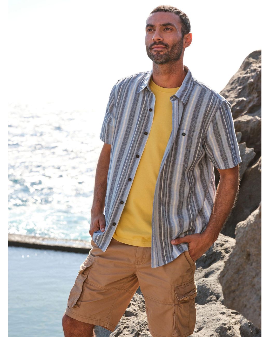 FatFace Blue Fatface Ventnor Variegated Stripe Shirt for men