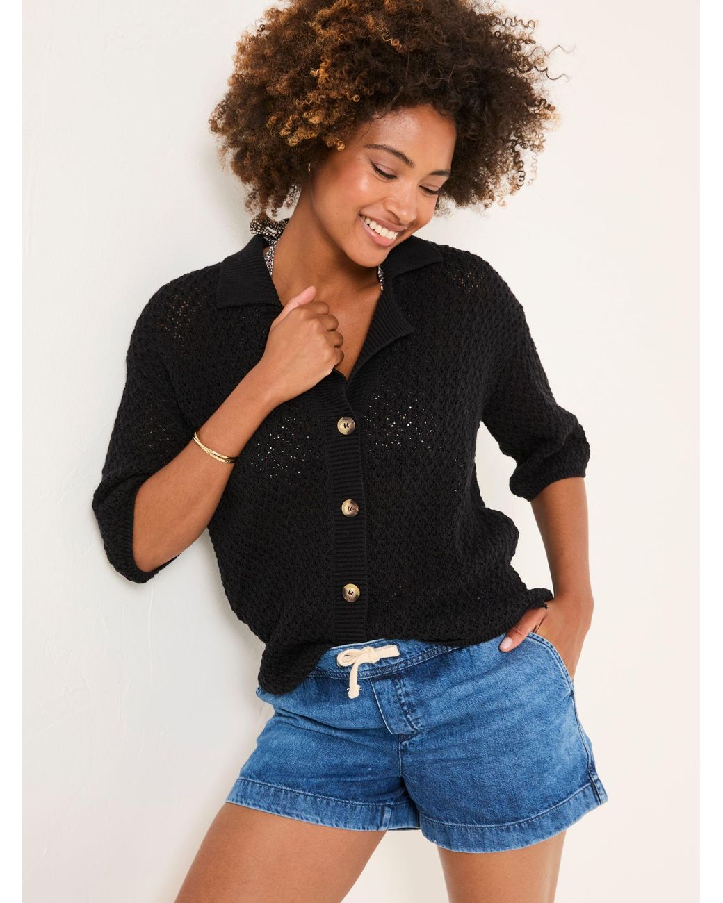 FatFace Blue 100% Cotton Beachwear Knitted Shirt