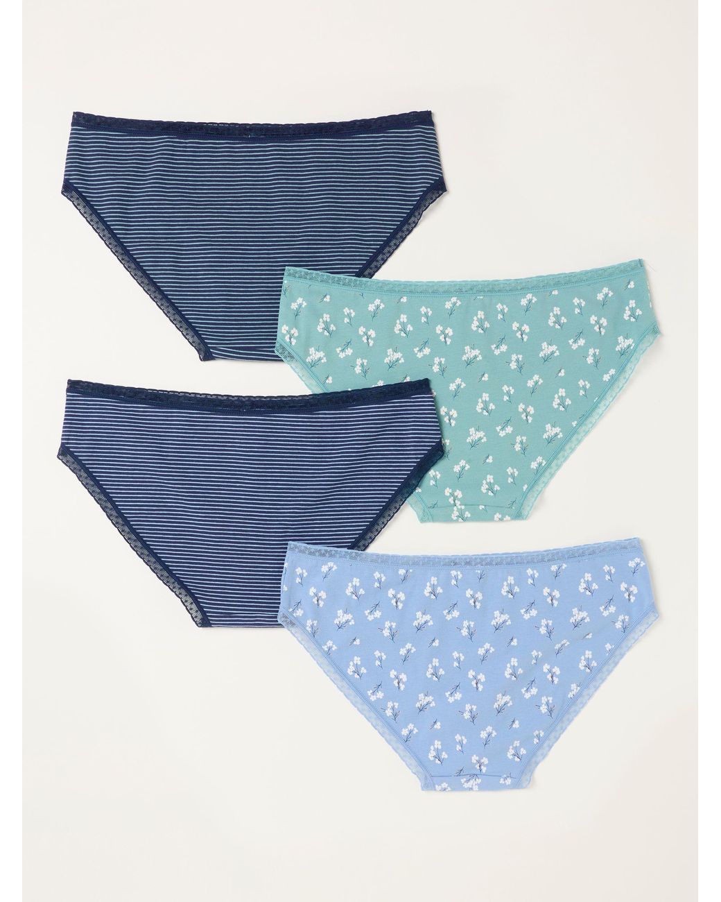 FatFace Blue 4 Pack Floral Classic Knickers