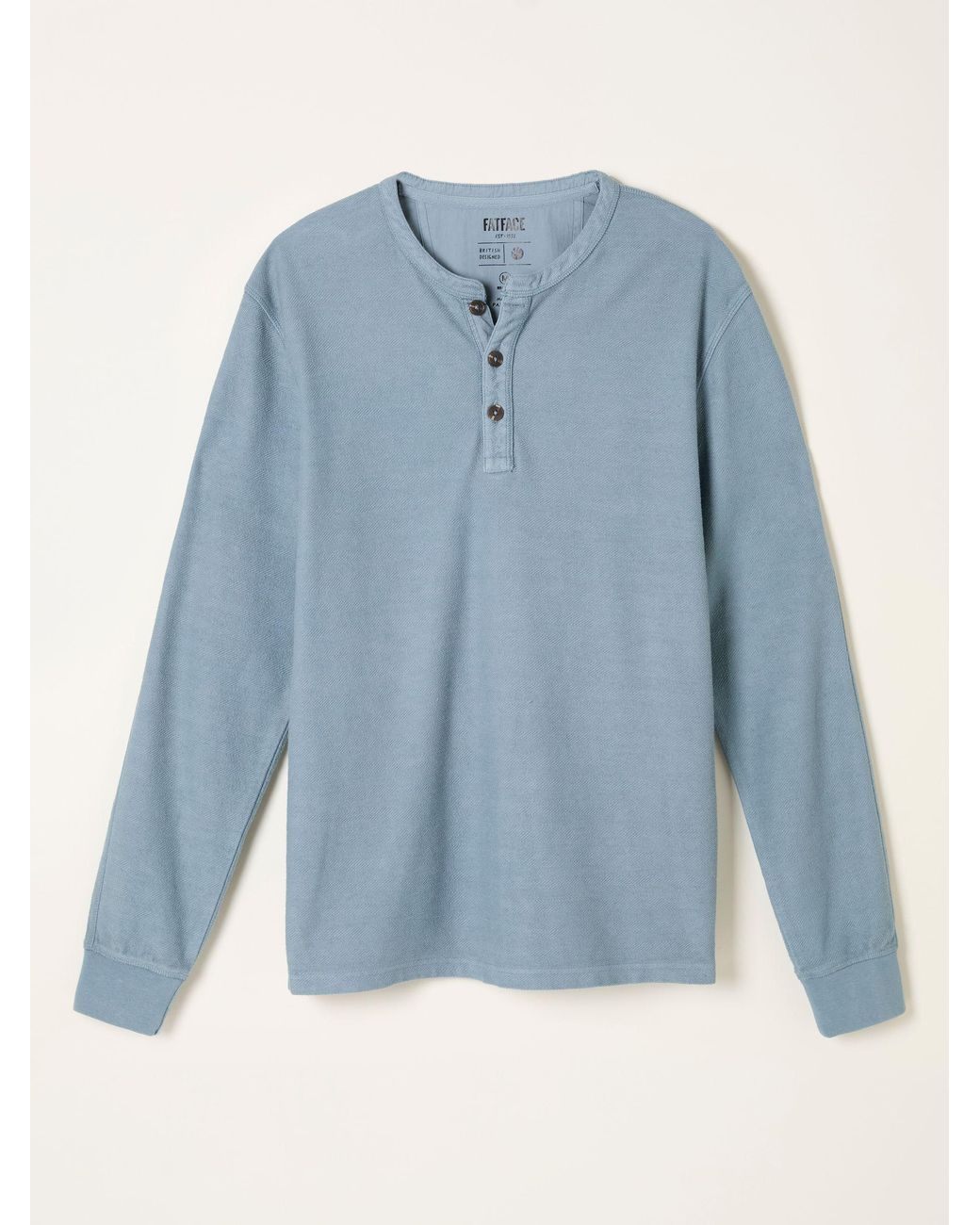 FatFace Blue Herringbone Henley for men