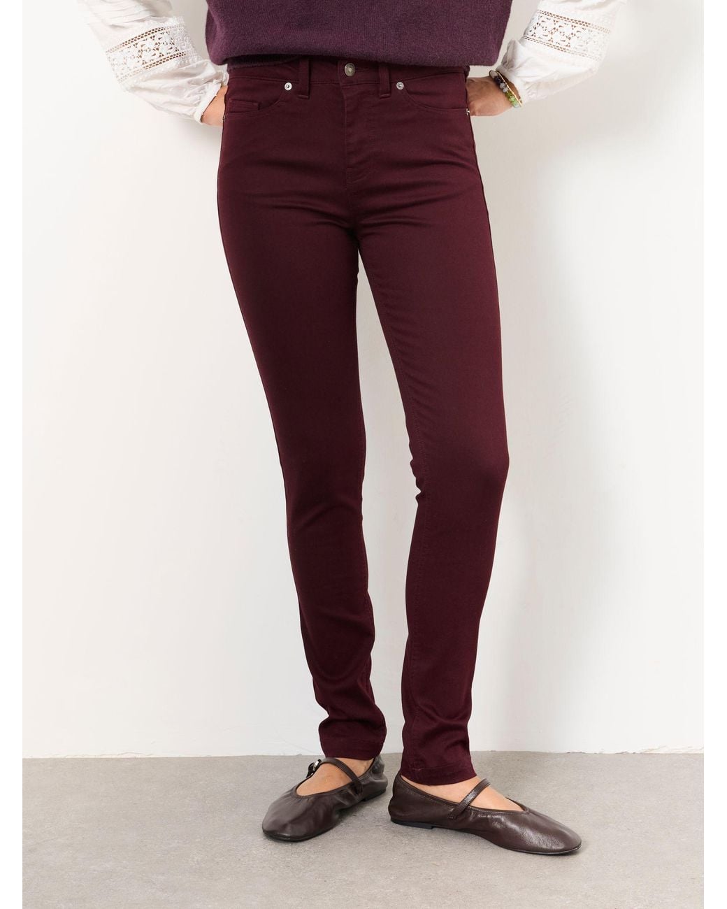 FatFace Red Fatface Hayle Burgundy Petite Five Pocket Jeggings