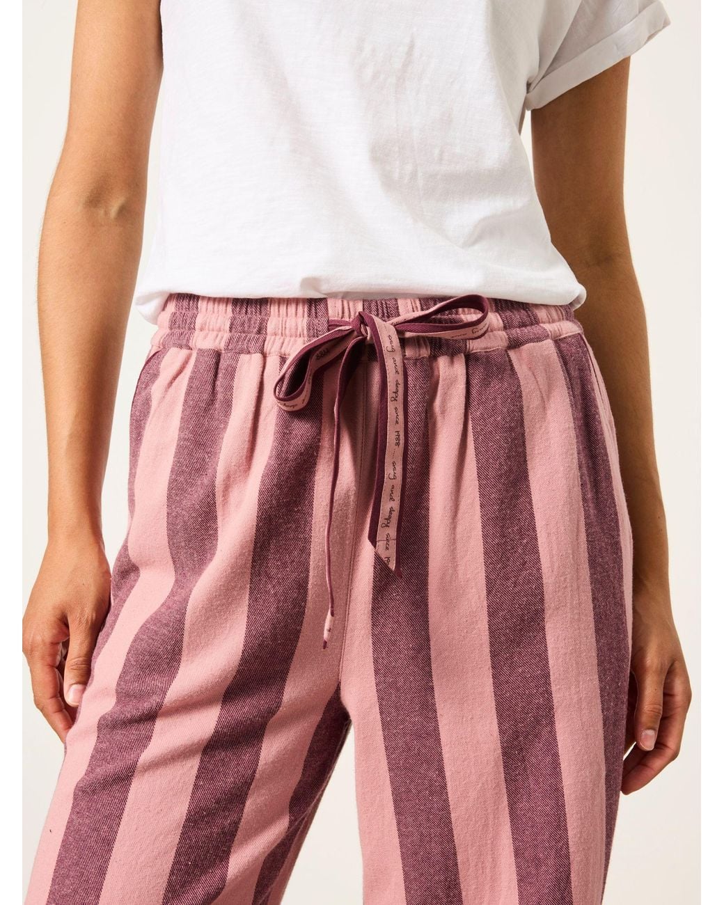 FatFace Pink Lola Stripe Wide Leg Pyjama Bottoms