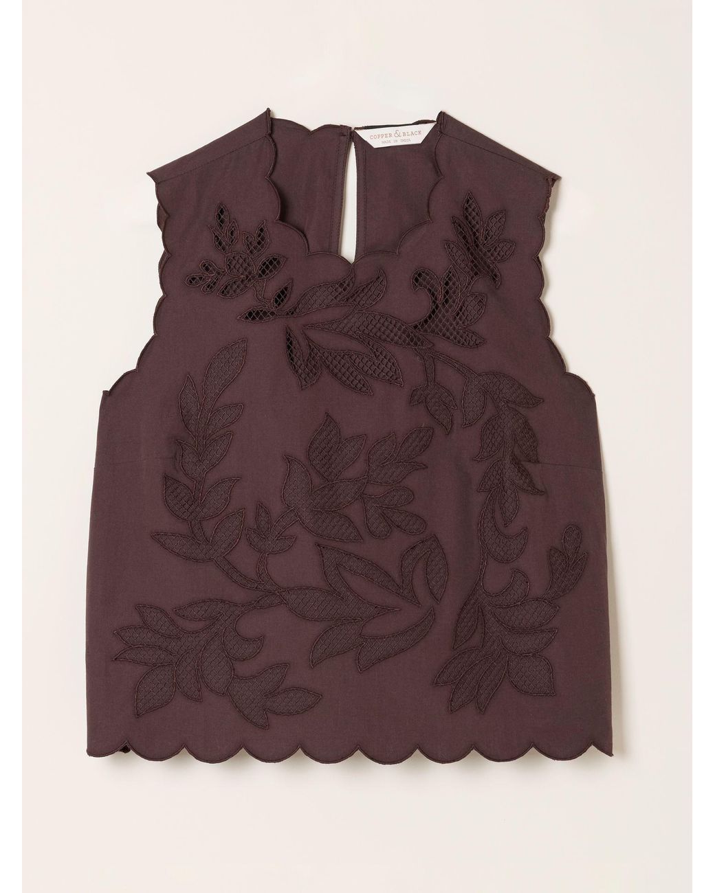 FatFace Brown Meg Cutwork Shell Top