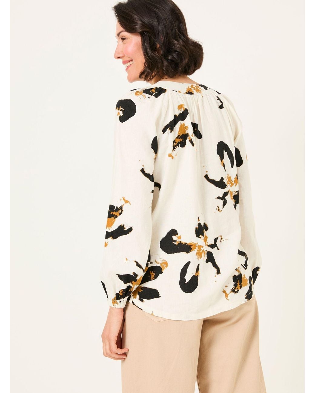 FatFace Natural Channon V-Neck Blouse