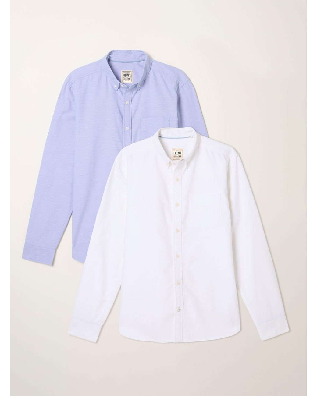FatFace Blue Long Sleeve 2 Pack Oxford Shirts for men