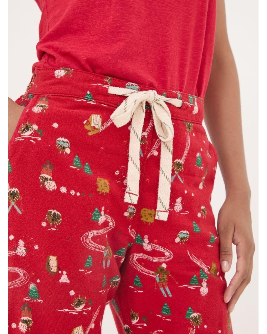 FatFace Red Christmas Eva Food Pyjama Bottoms