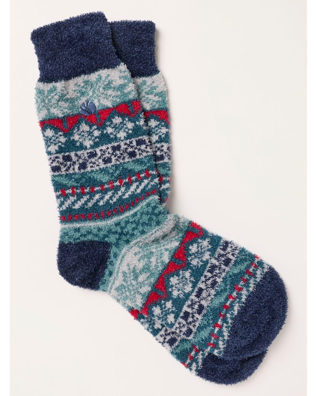 FatFace Blue Fatface Fairisle Fluffy Socks for men