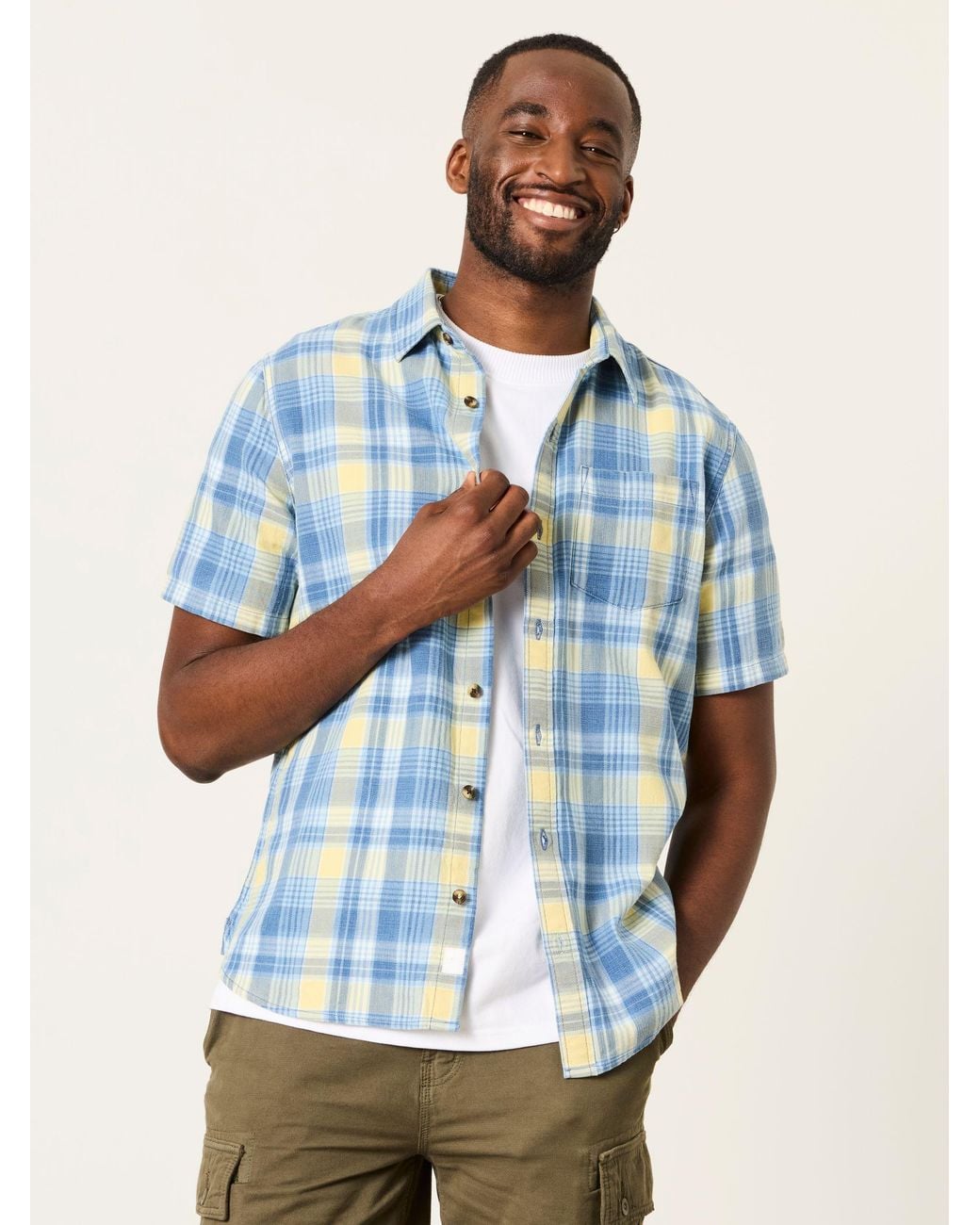 FatFace Blue Fatface Bude Short Sleeve Check Shirt for men