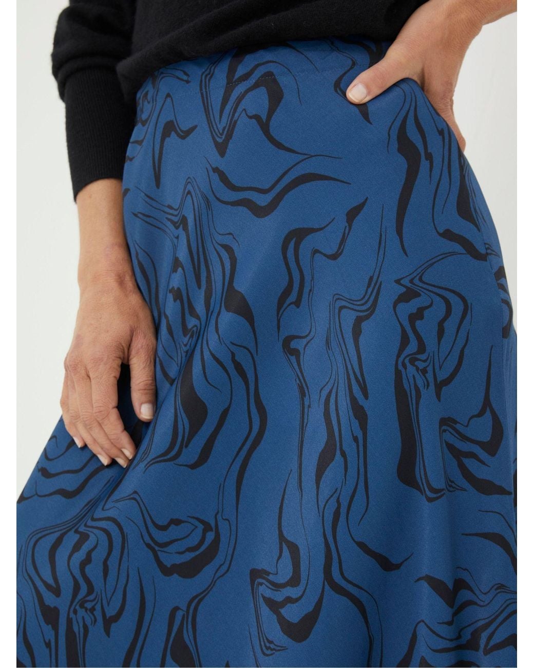 FatFace Blue Pat Marble Midi Skirt