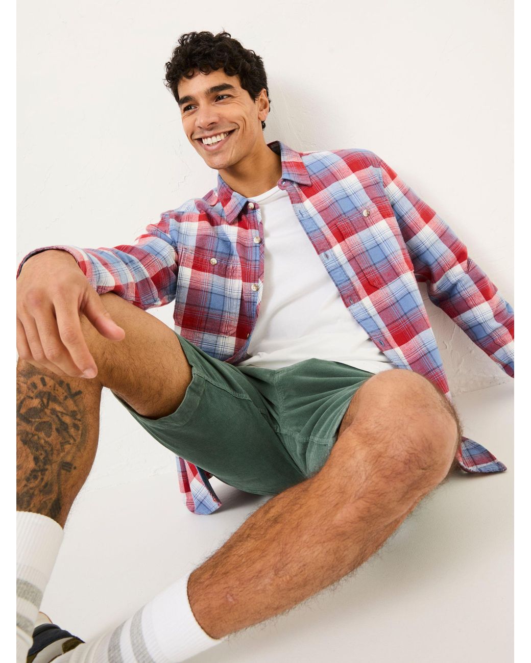 FatFace Red Fatface Upney Long Sleeve Check Shirt for men