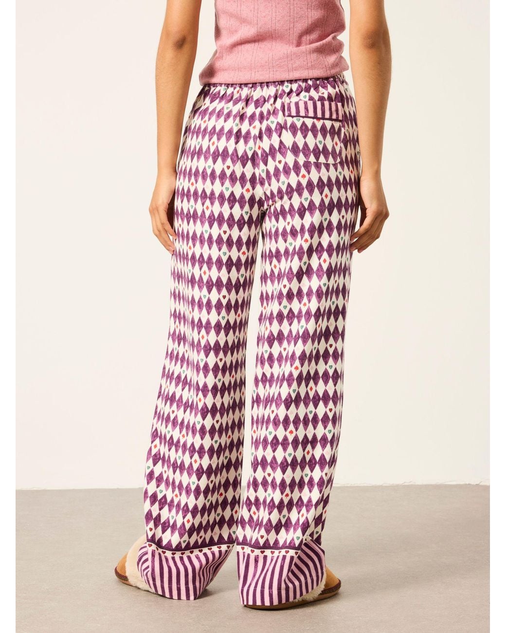 FatFace Pink V & A Lola Harlequin Wide Leg Pyjama Bottoms