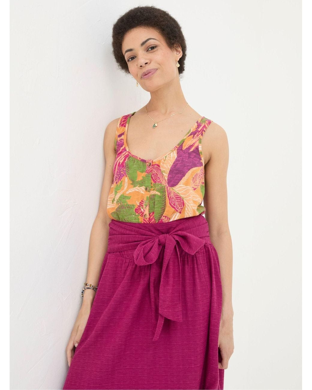 FatFace Pink Flora Tropical Vest