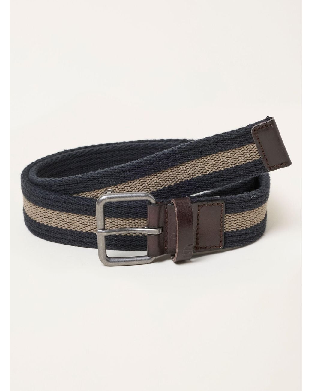 FatFace Black Fatface Stripe Webbing Belt for men