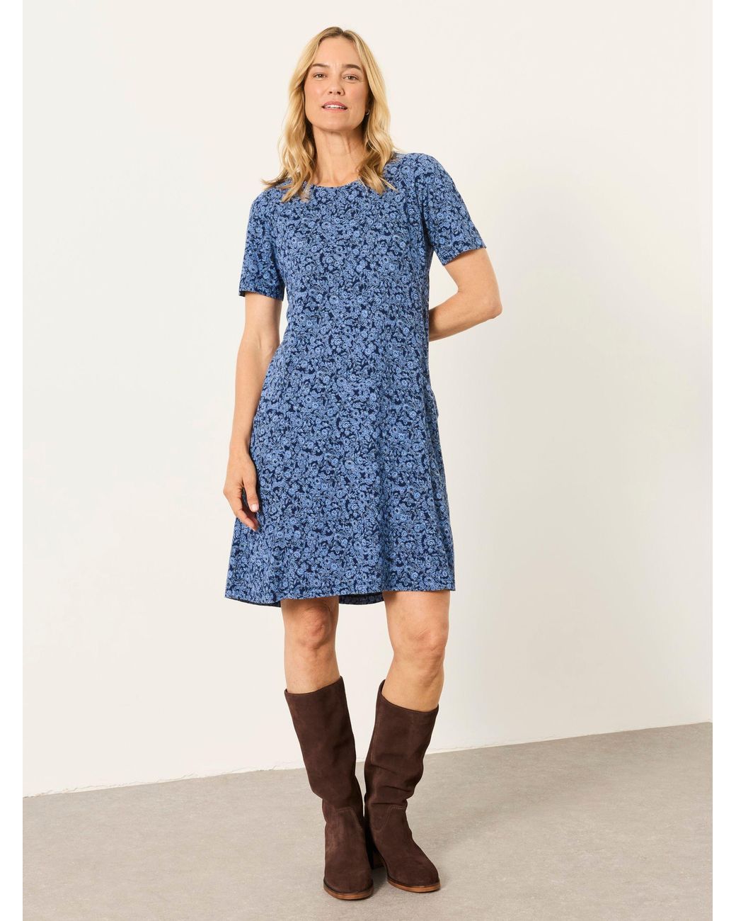 FatFace Blue Simone Floral Jersey Dress