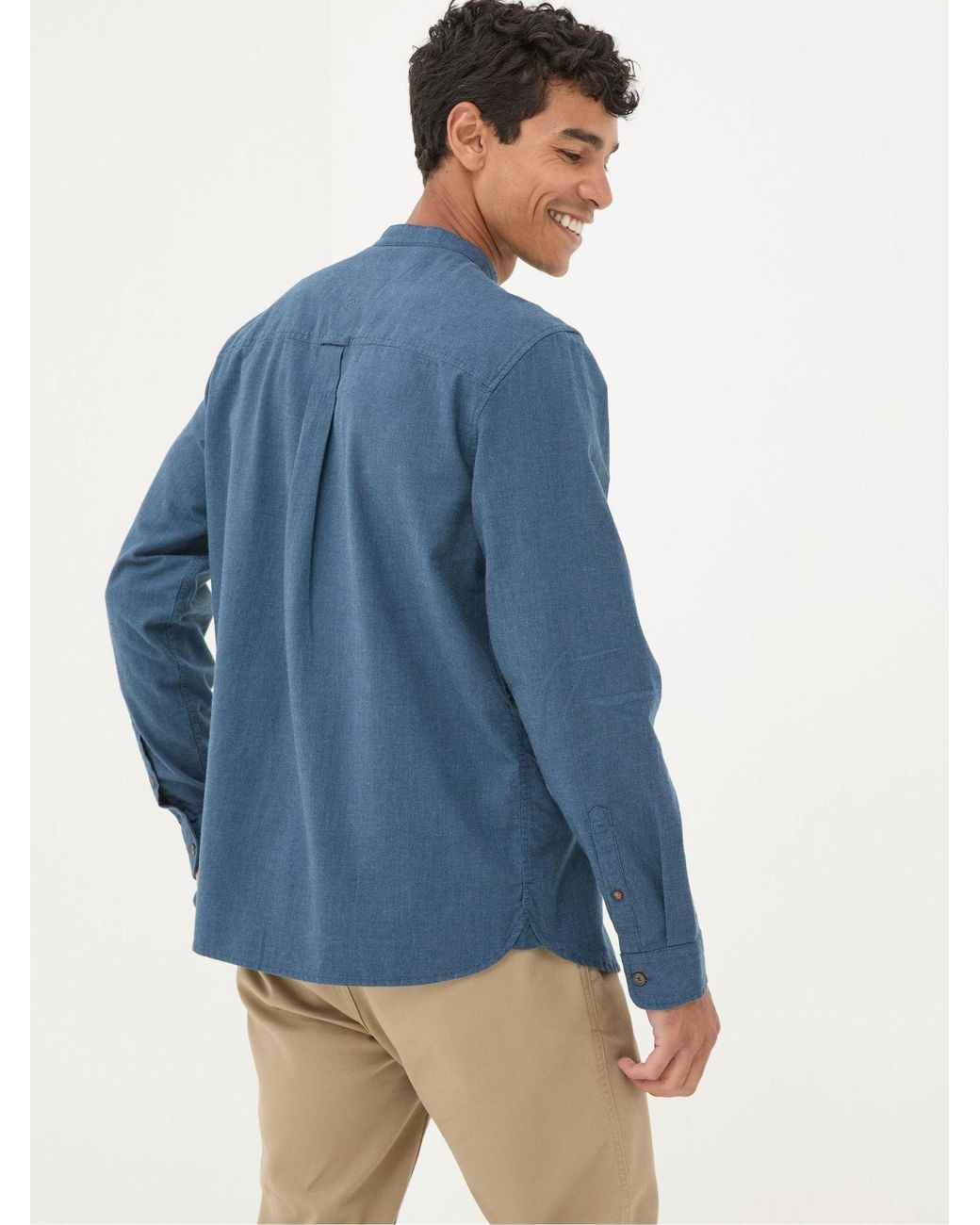 FatFace Blue Fatface Tadlow Grandad Shirt for men
