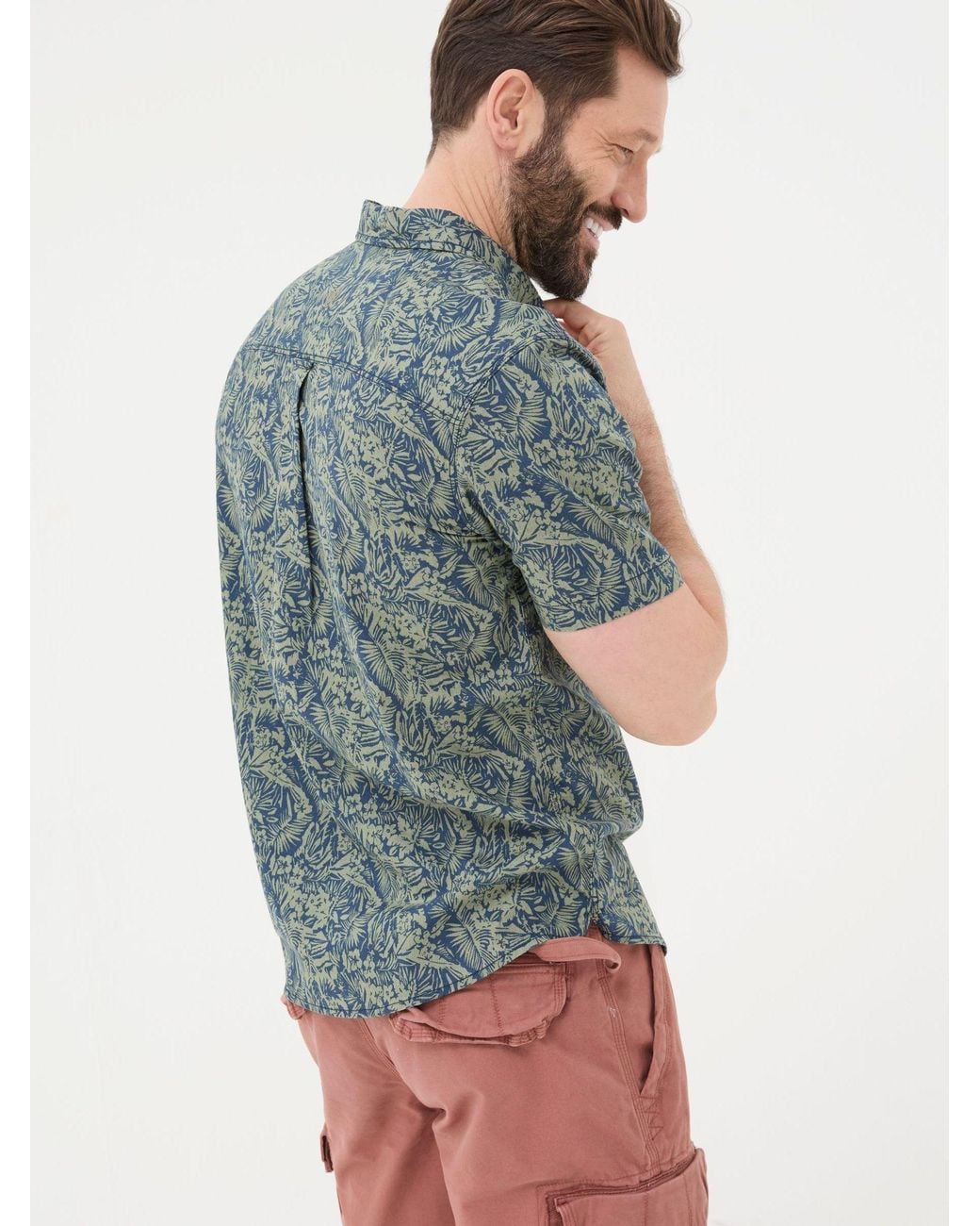 FatFace Green Short Sleeve Jungle Print Shirt for men