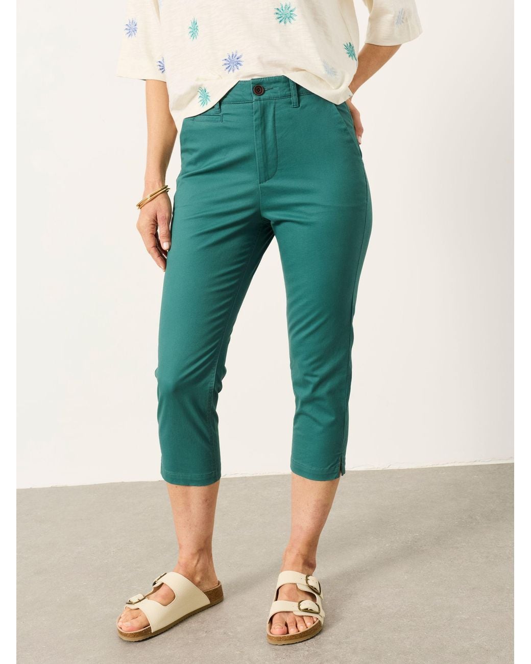 FatFace Green Farnham Crop Chino