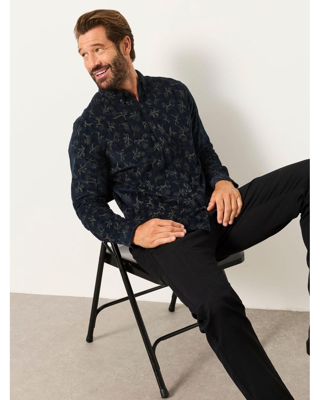 FatFace Blue Long Sleeve Cord Shirt for men