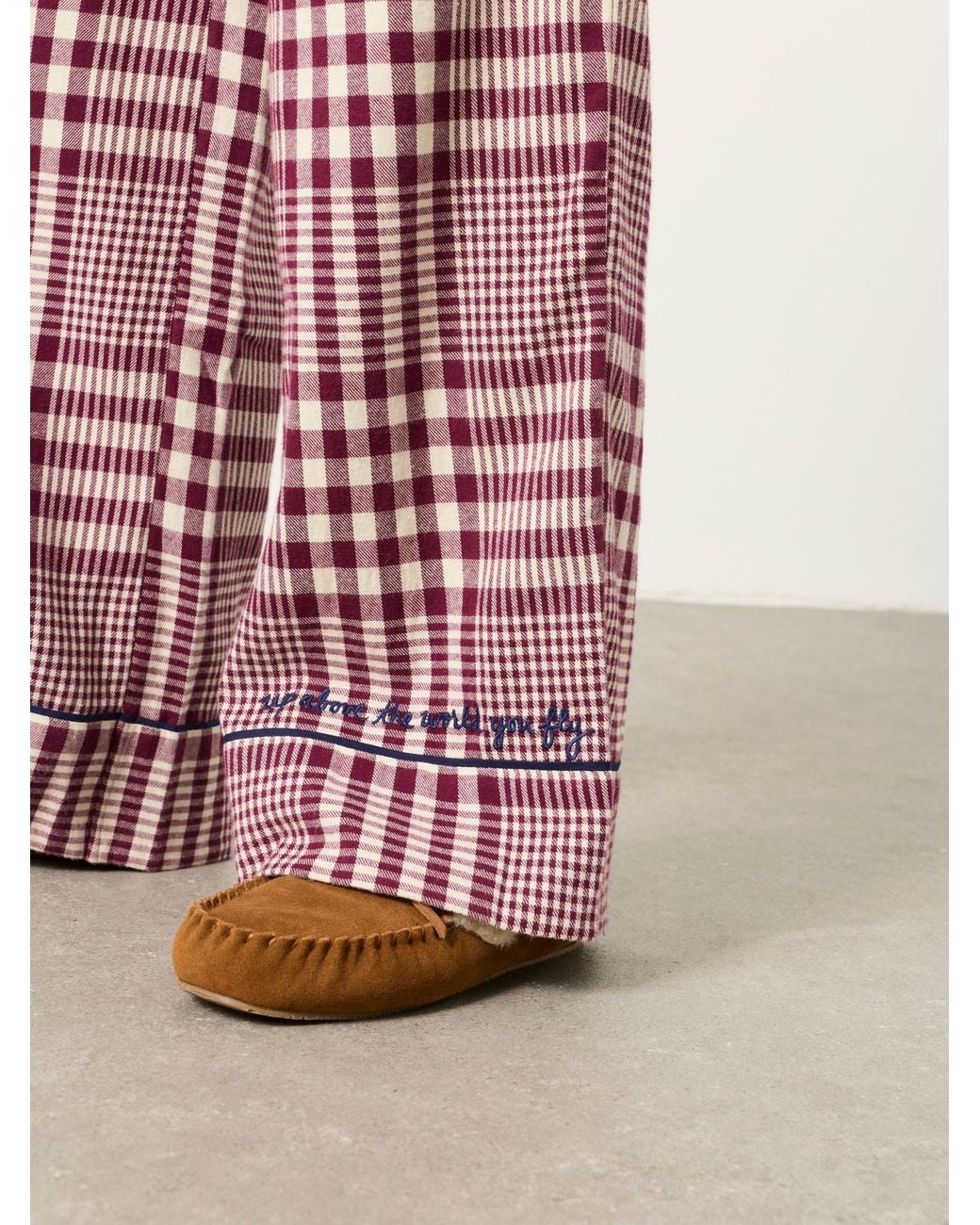 FatFace Red V & A Gingham Trouser And Shirt Pyjama Set