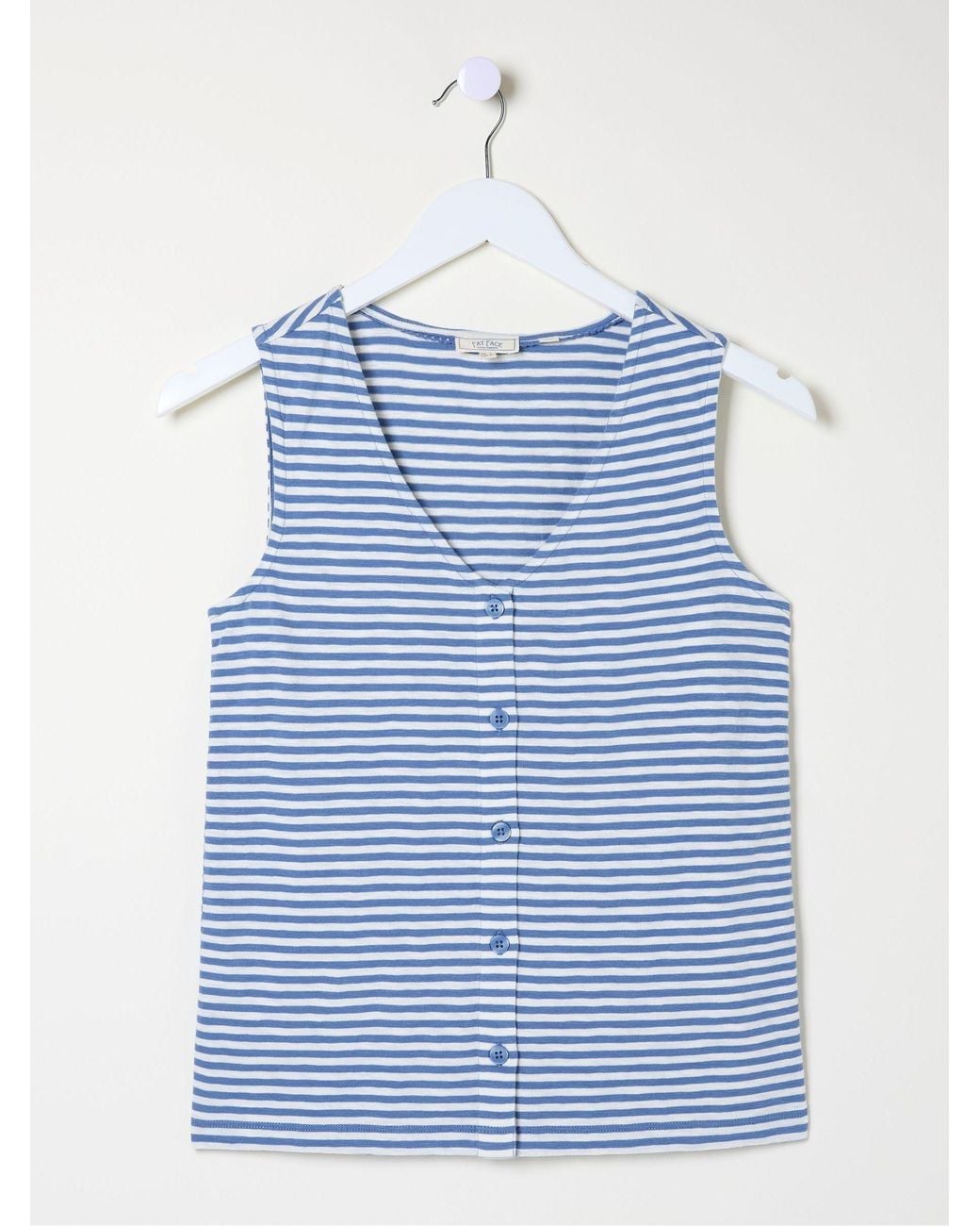 FatFace Blue Claudia Stripe Button Tank