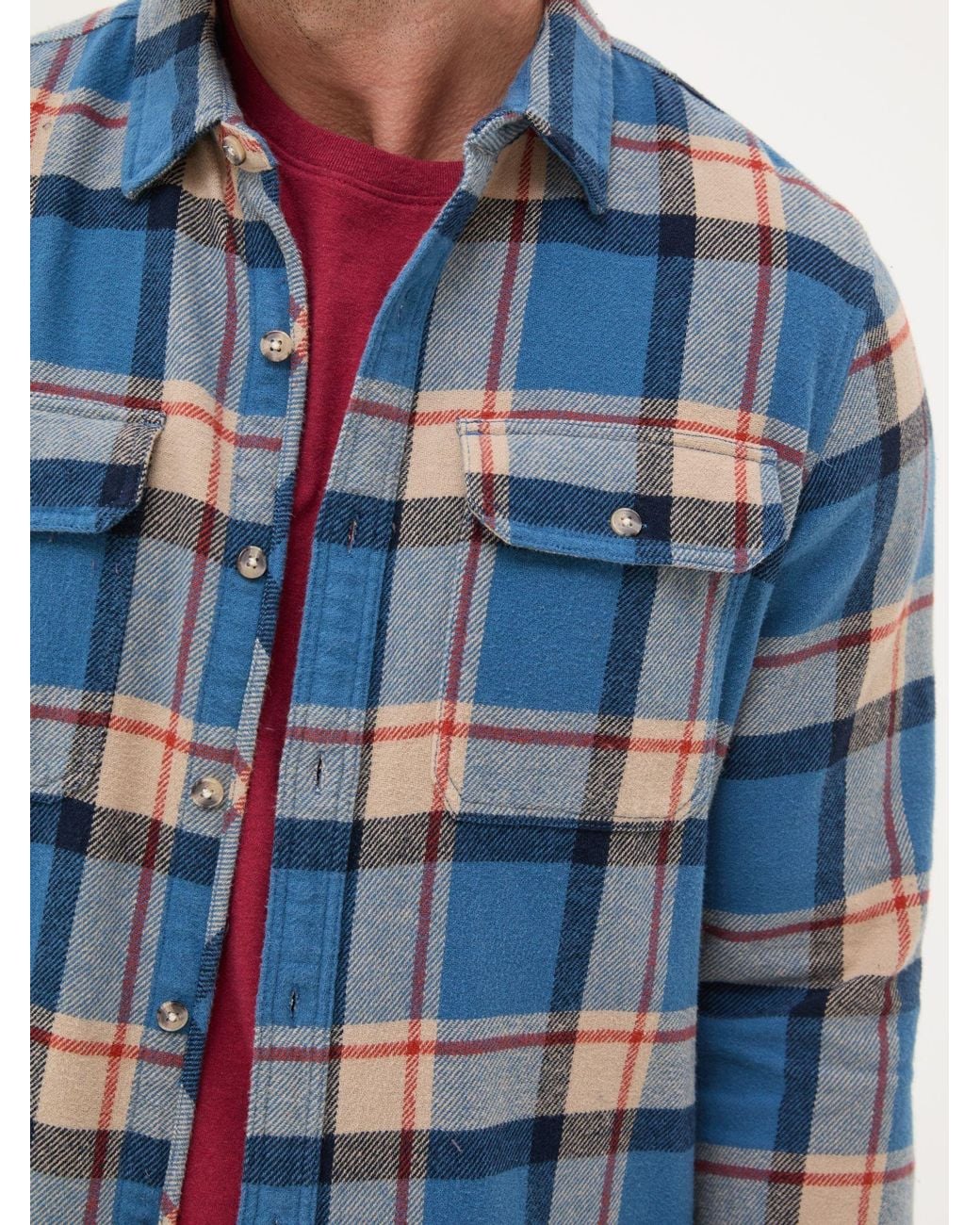 FatFace Gray Long Sleeve Borne Check 100% Cotton Shirt for men