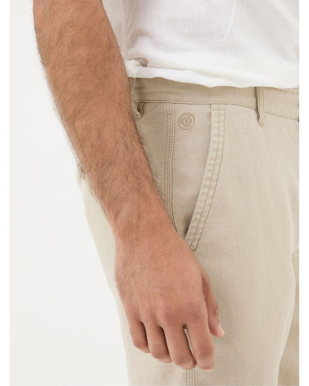 FatFace Natural Linen Flat Front Chino Shorts for men