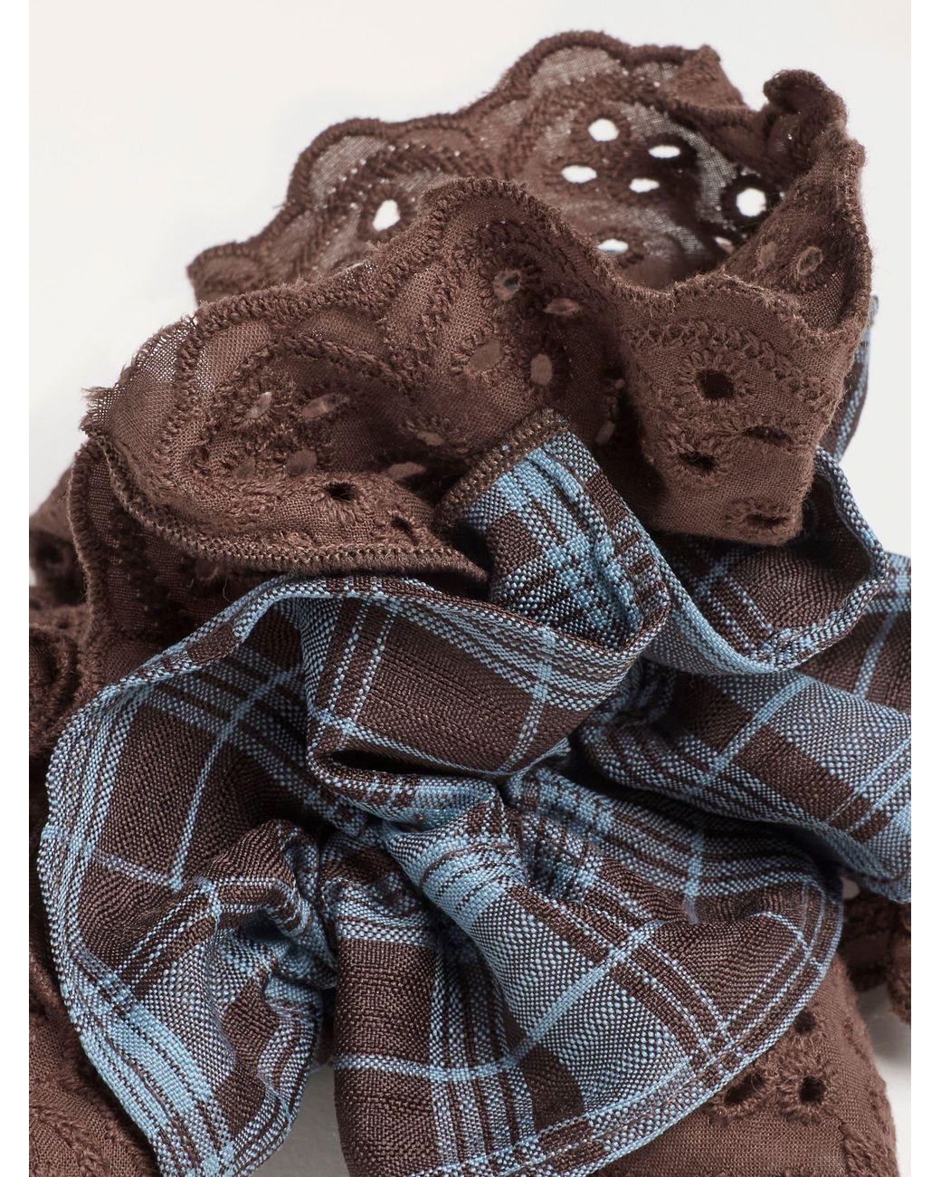 FatFace Brown Fatface Check Frill Scrunchie