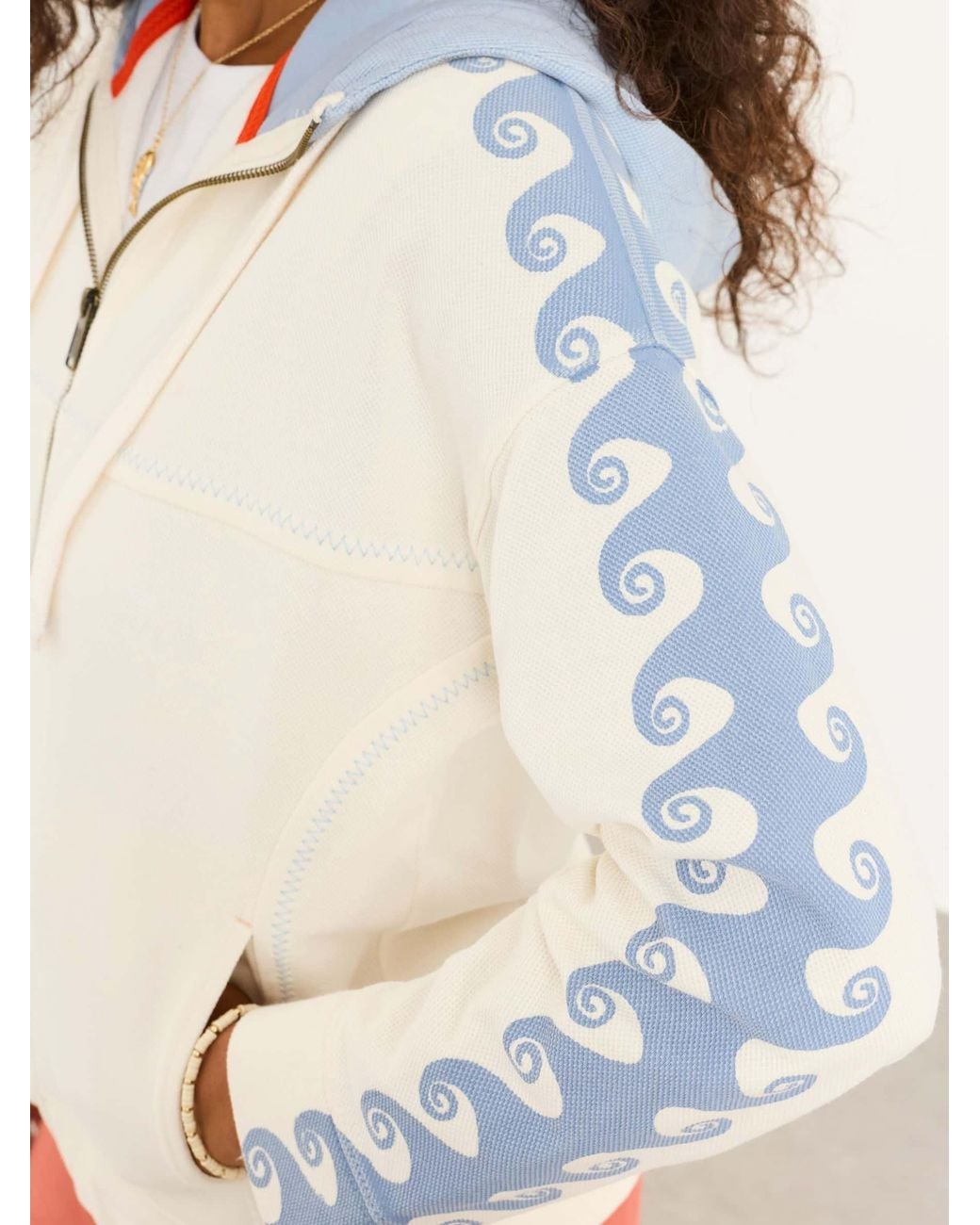 FatFace White Sun Graphic Zip Through Hoodie