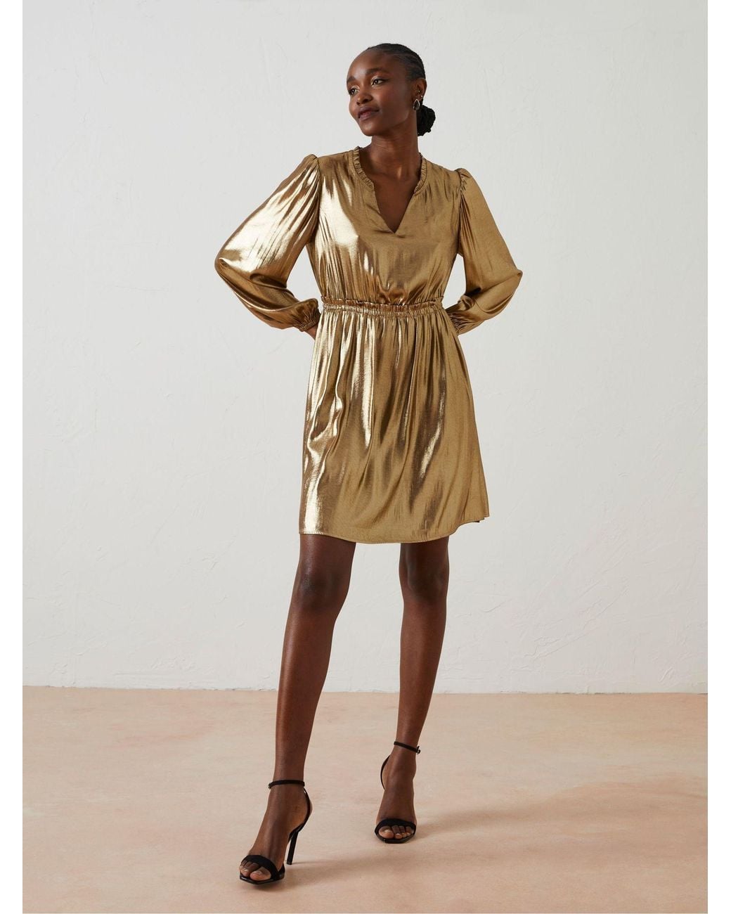 FatFace Natural Annabelle Metallic Dress