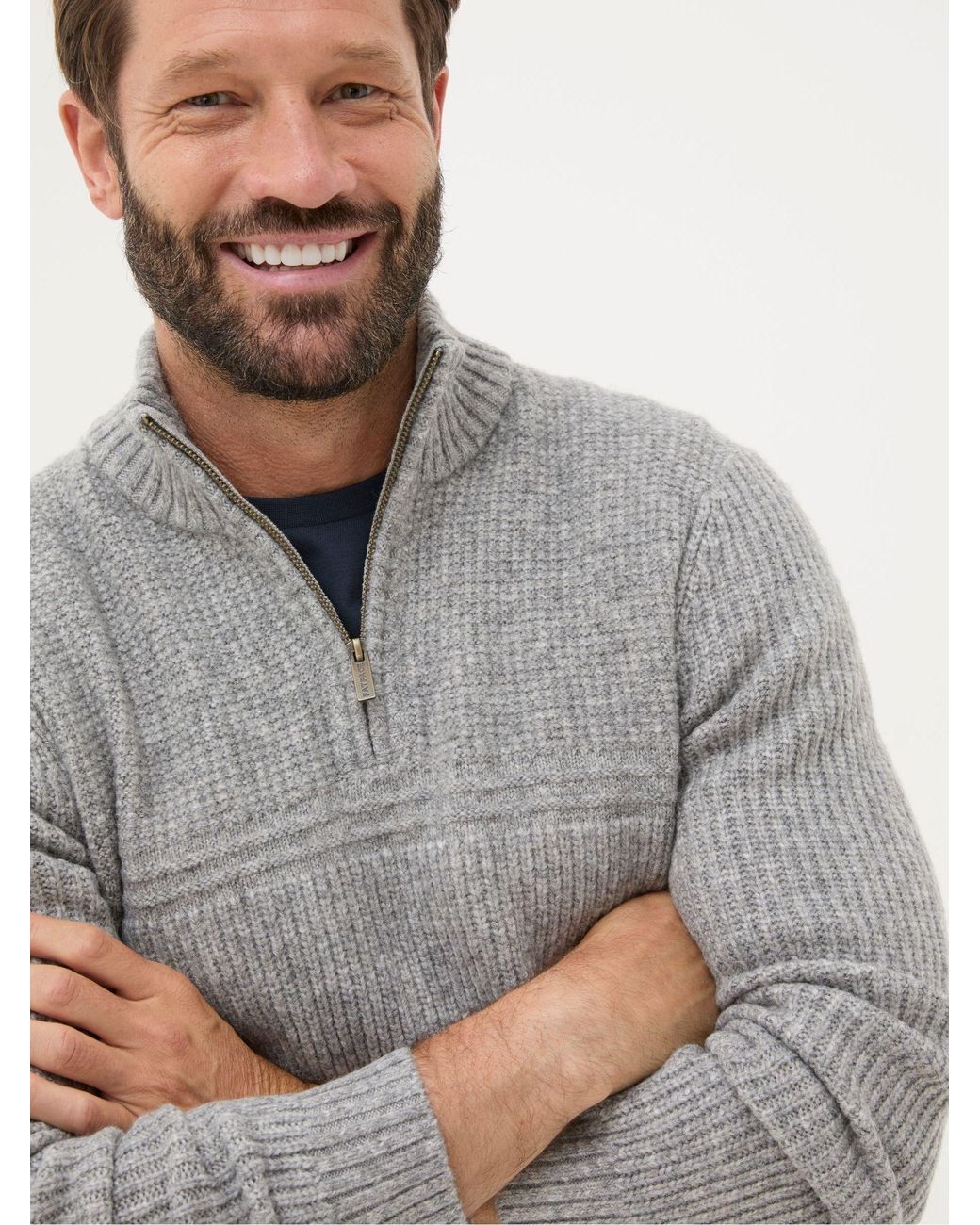 FatFace Gray Calder Half Neck Jumper for men