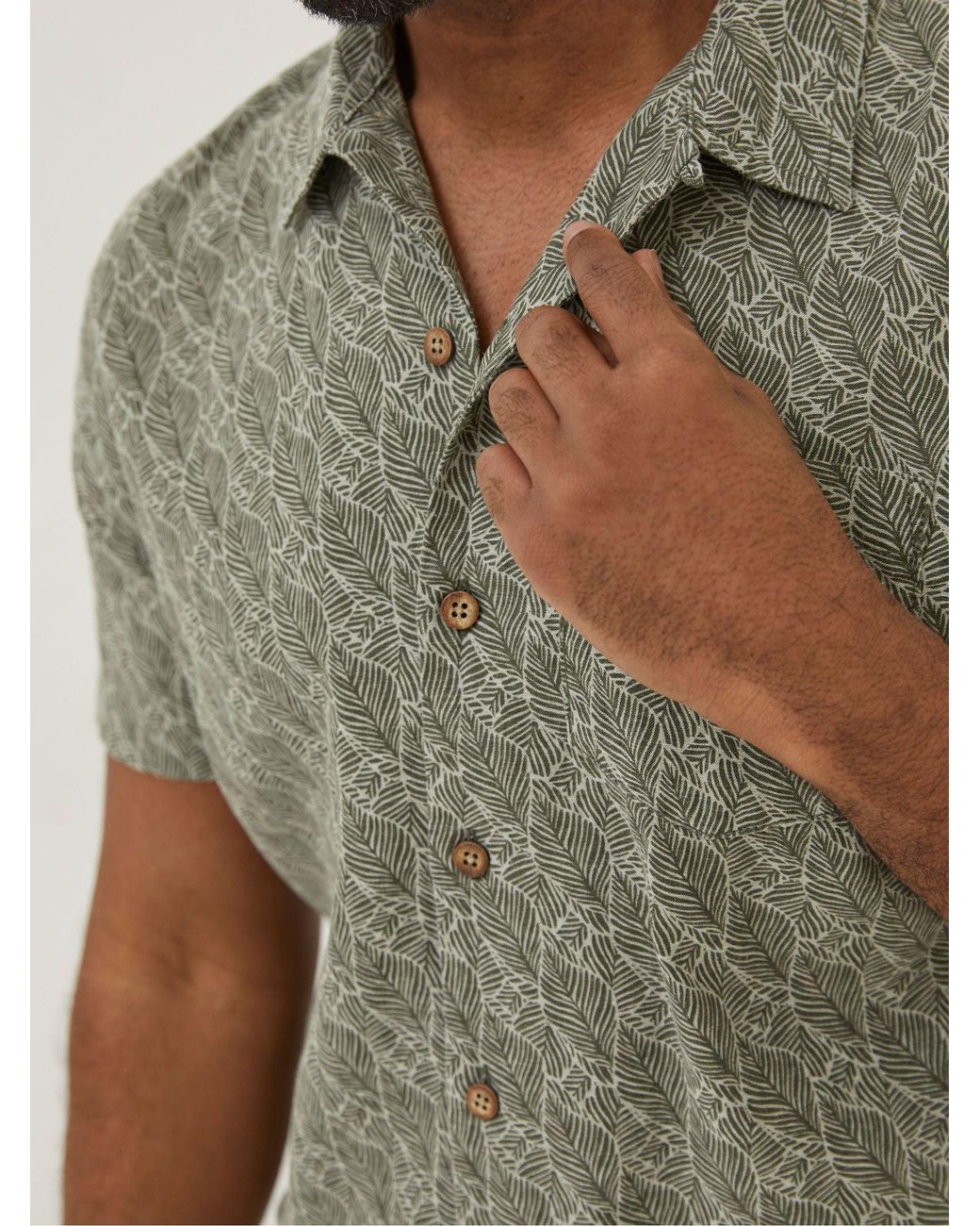 FatFace Green Dempsey Leaf Print Shirt for men