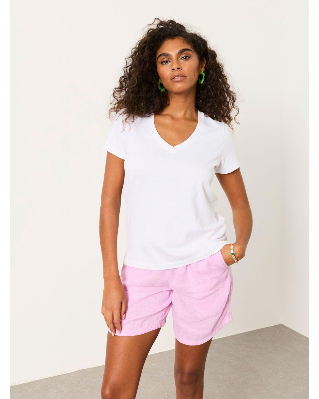 FatFace White Fatface Demi V Neck T Shirt