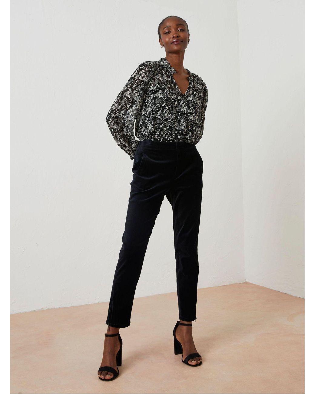 FatFace Black Isobelle Velvet Trousers