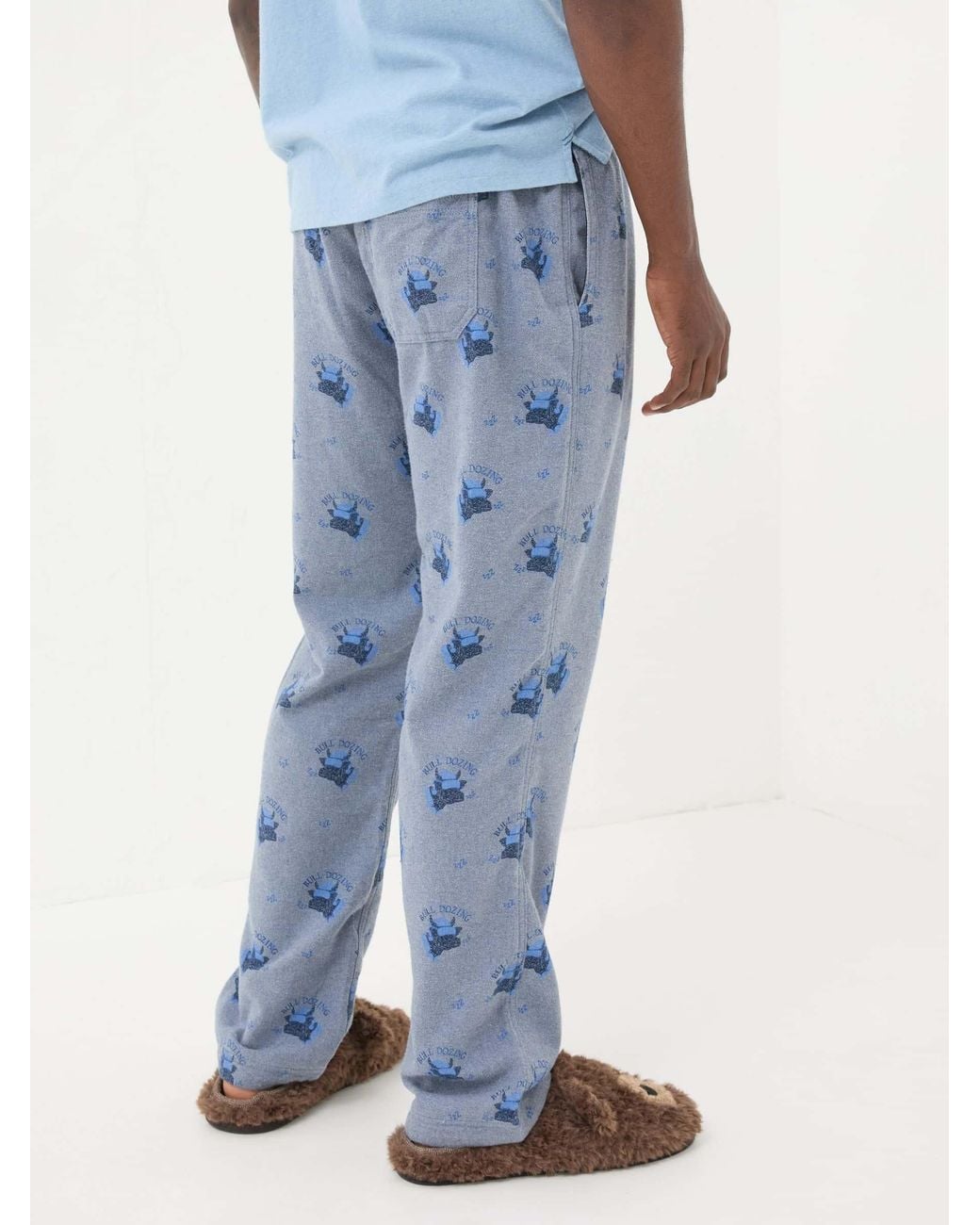 FatFace Blue Bull Dozing Pyjama Bottoms for men