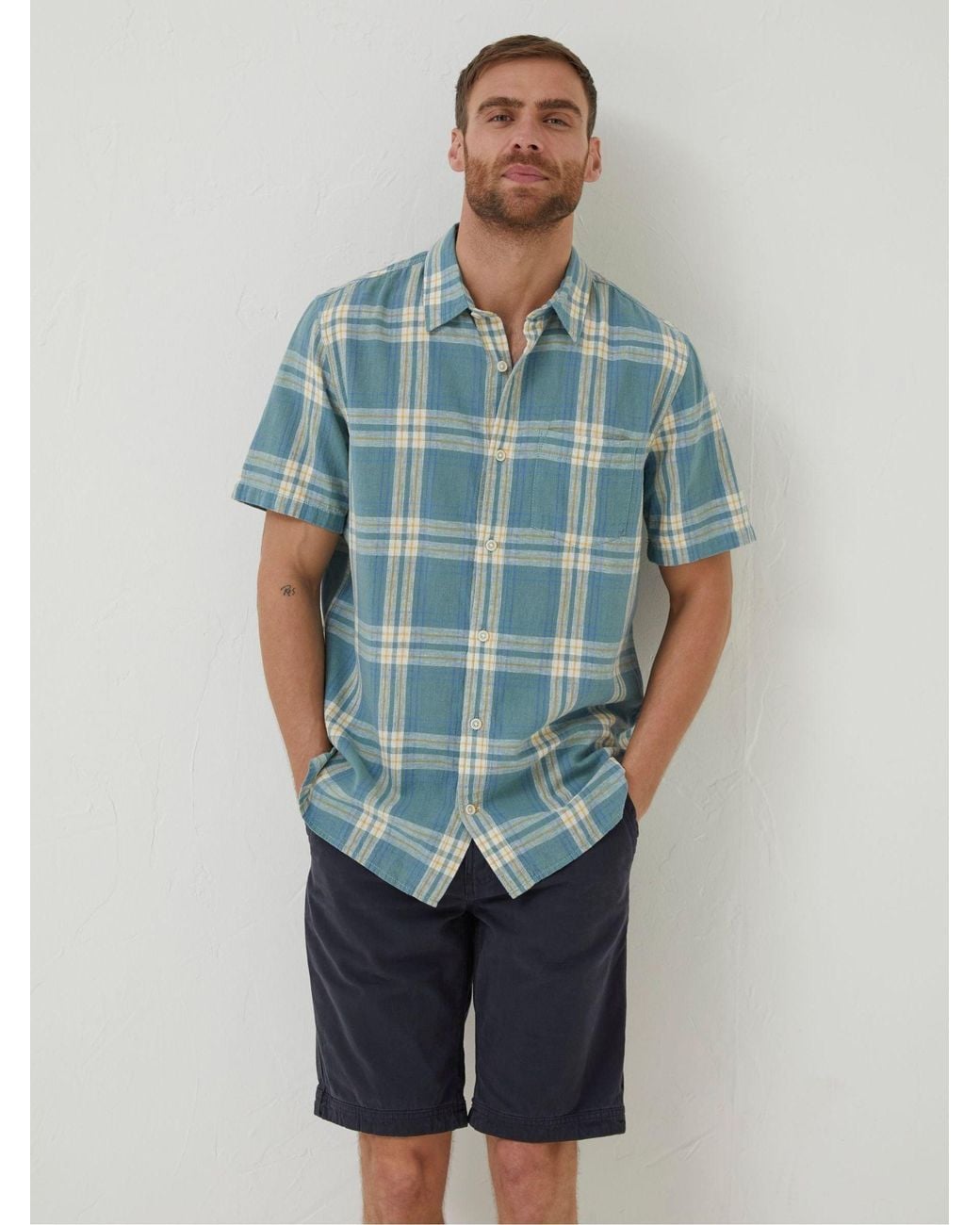 FatFace Blue Braddock Check Shirt for men