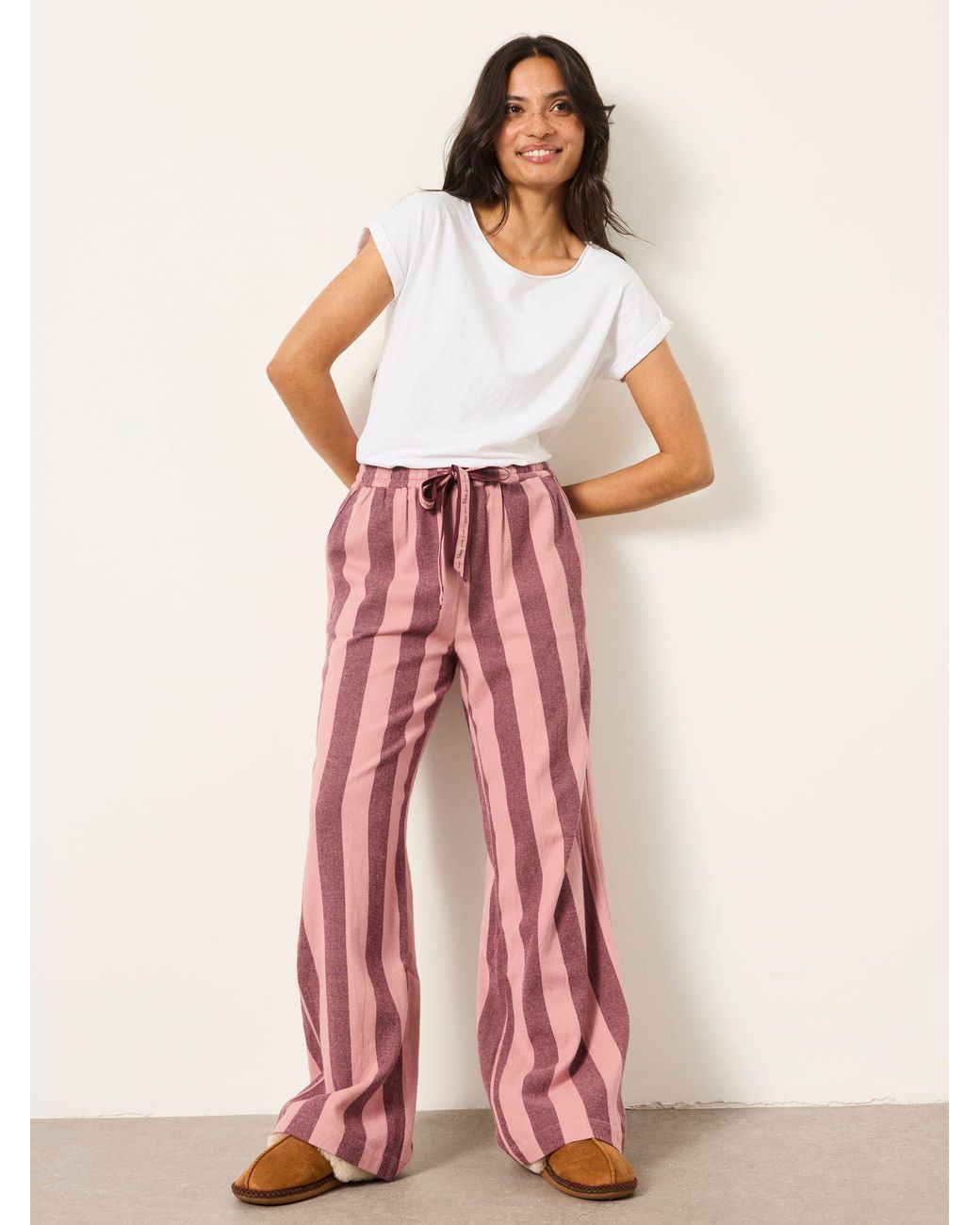 FatFace Pink Lola Stripe Wide Leg Pyjama Bottoms