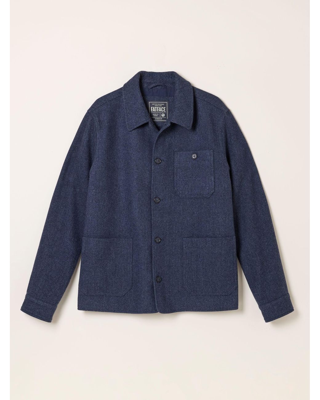 FatFace Blue Herringbone Worker Jacket for men