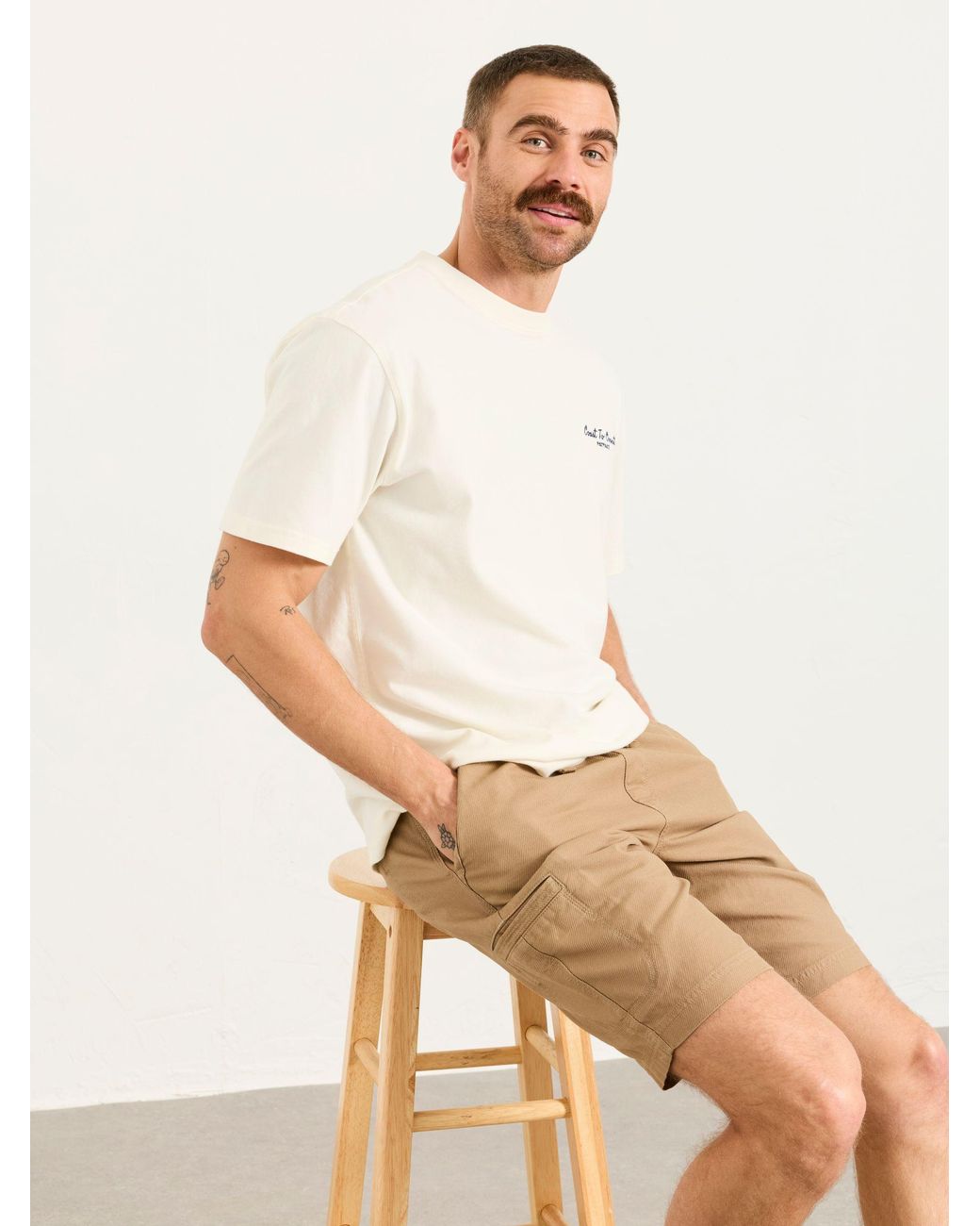 FatFace Natural Padstow Garment Dye Elasticated Utility Shorts for men