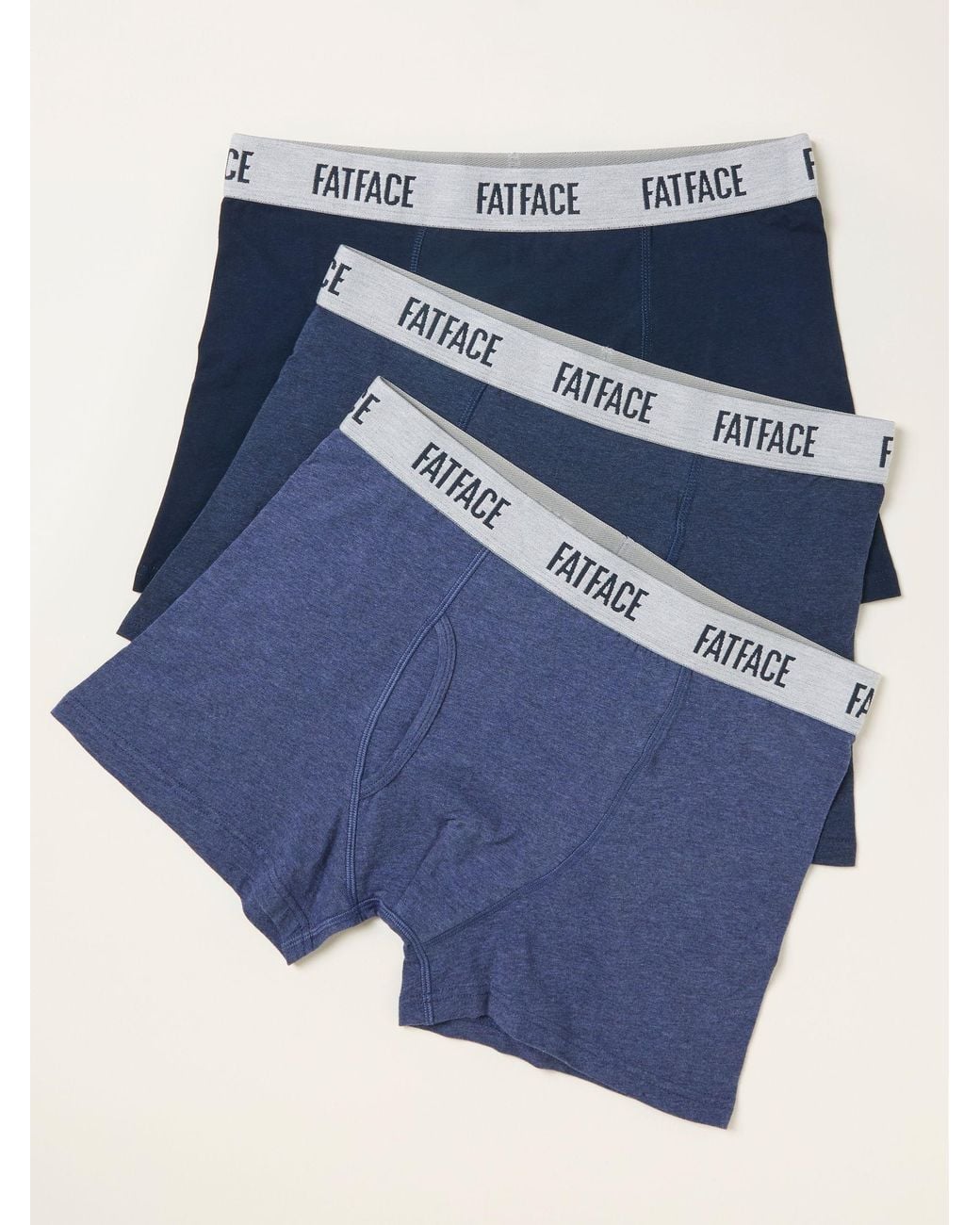 FatFace Blue 3 Pack Plain Boxers for men