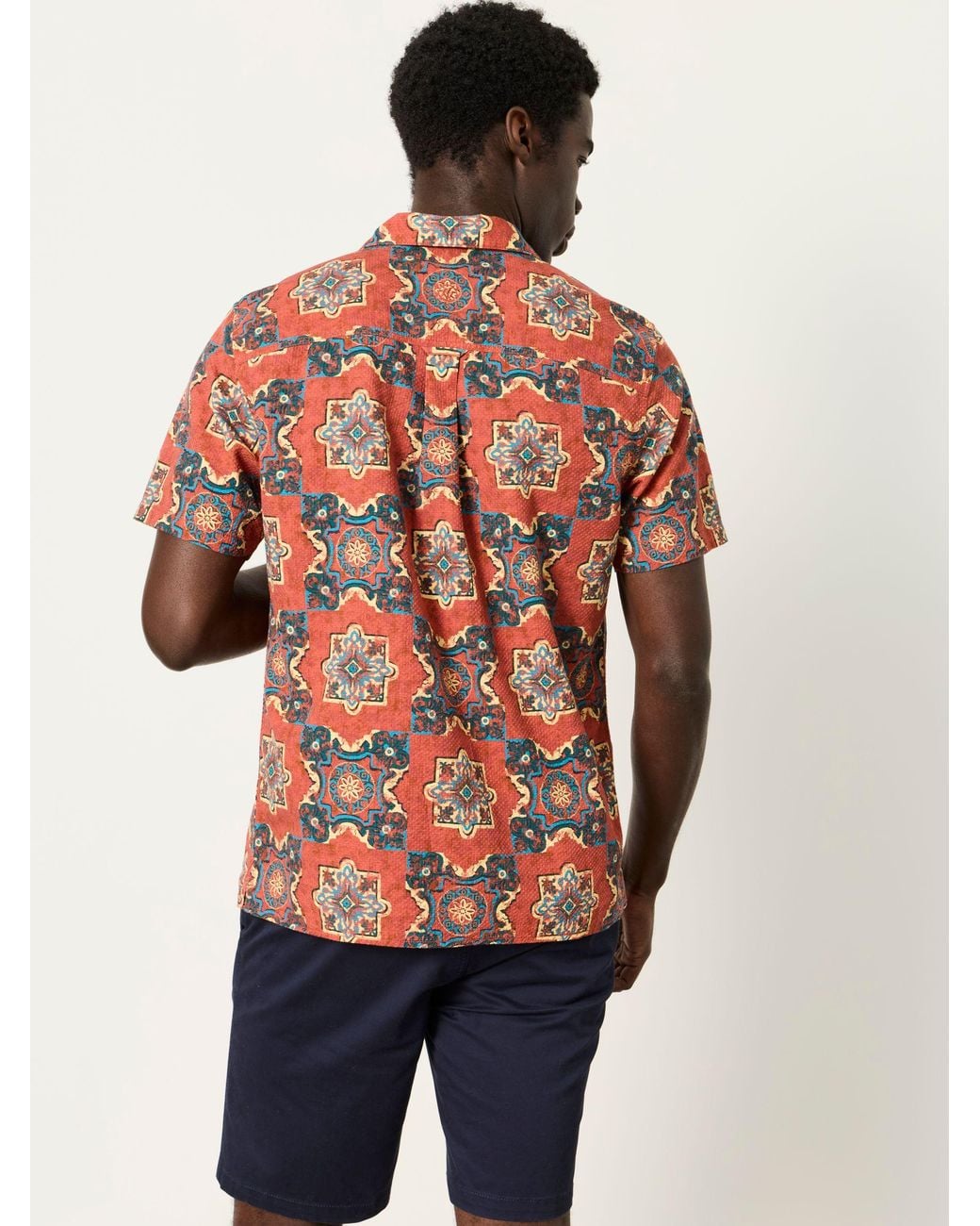 FatFace Red Short Sleeve Tile Print Shirt for men