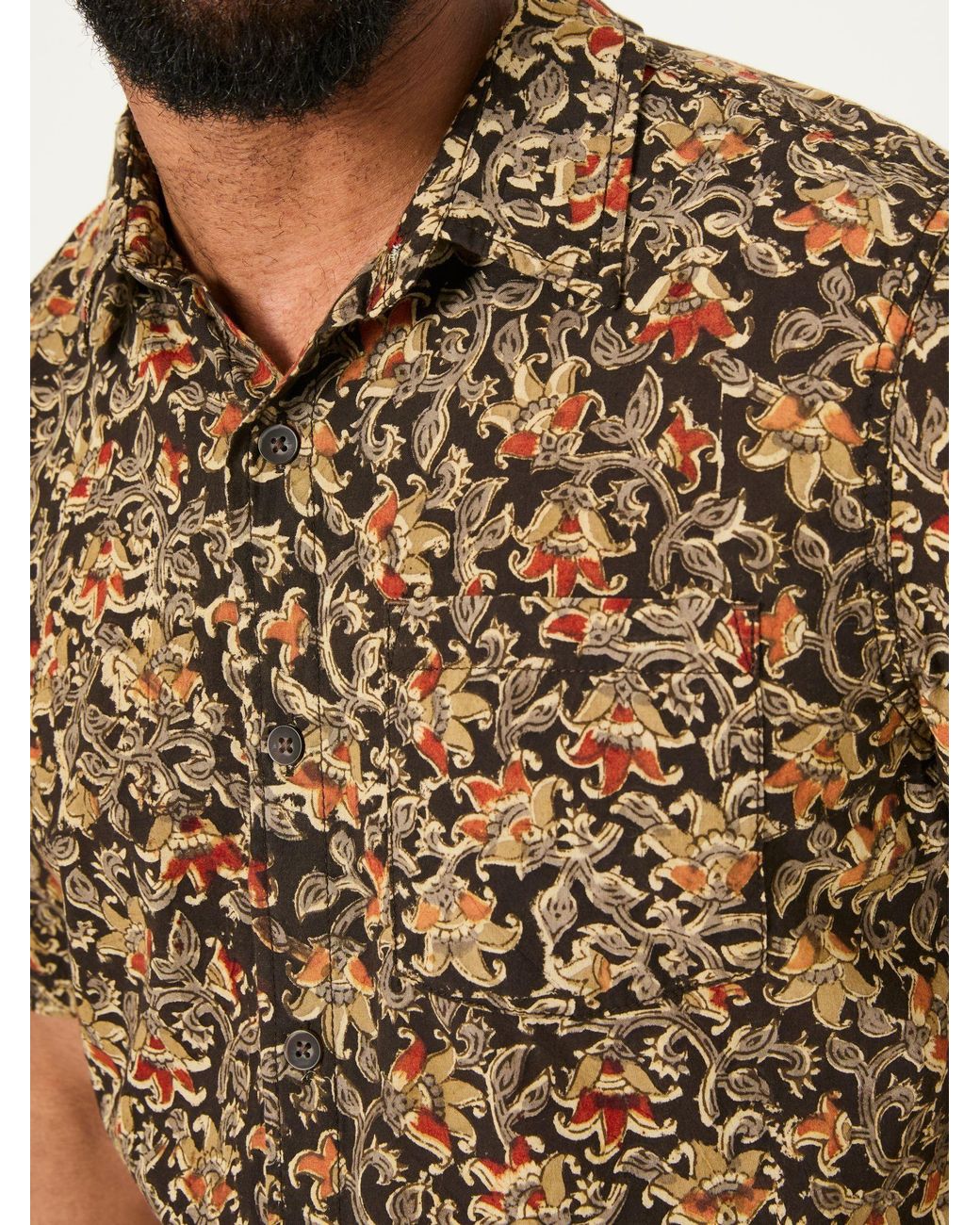 FatFace Natural Short Sleeve Authentic Indian Hand Block Print Shirt for men
