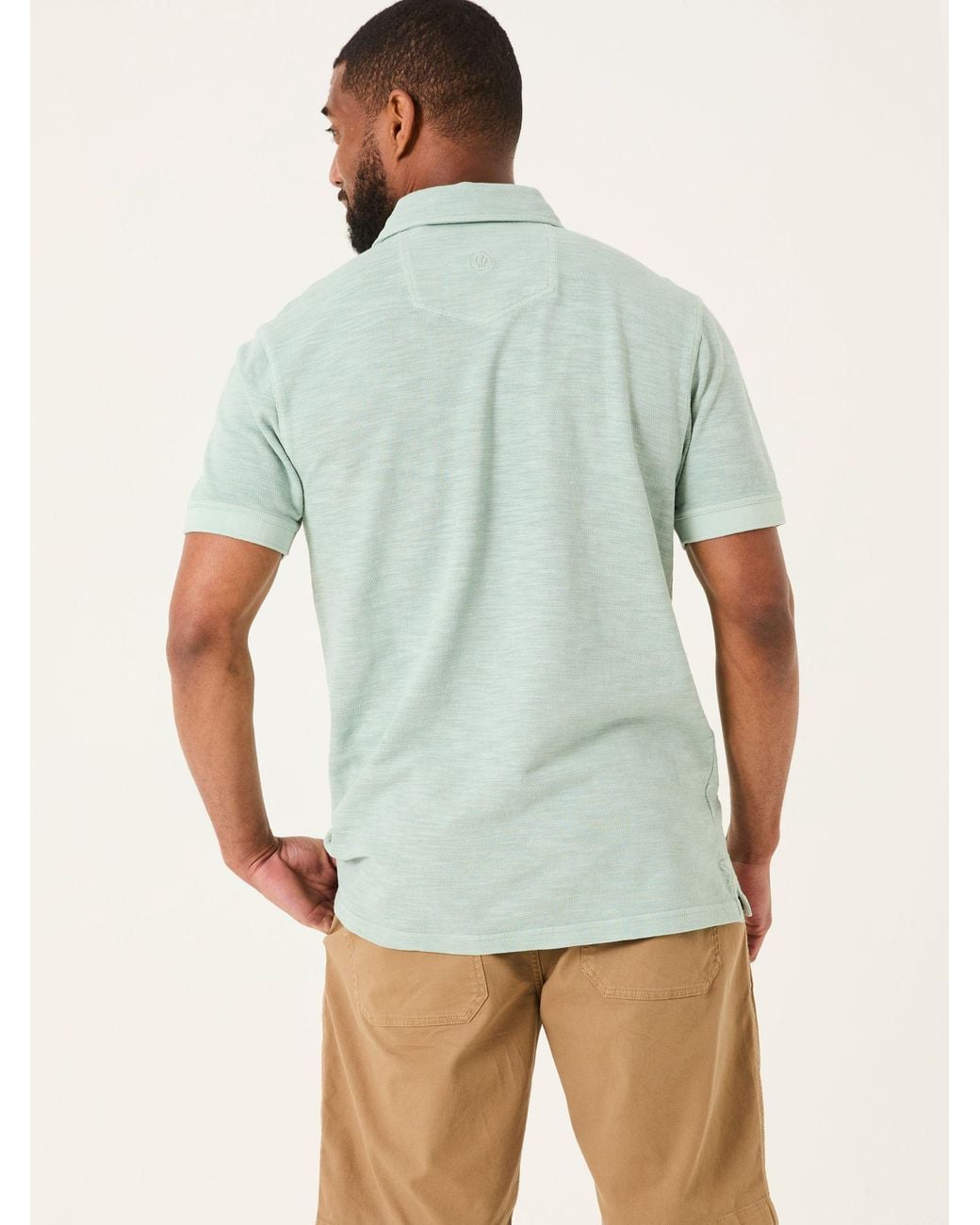 FatFace Green Short Sleeve Slub Pique Polo for men