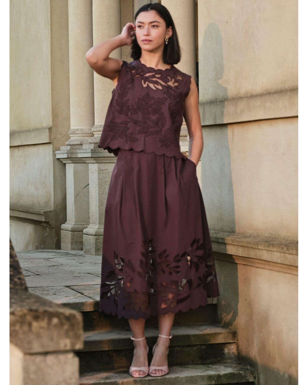 FatFace Brown Meg Cutwork Shell Top