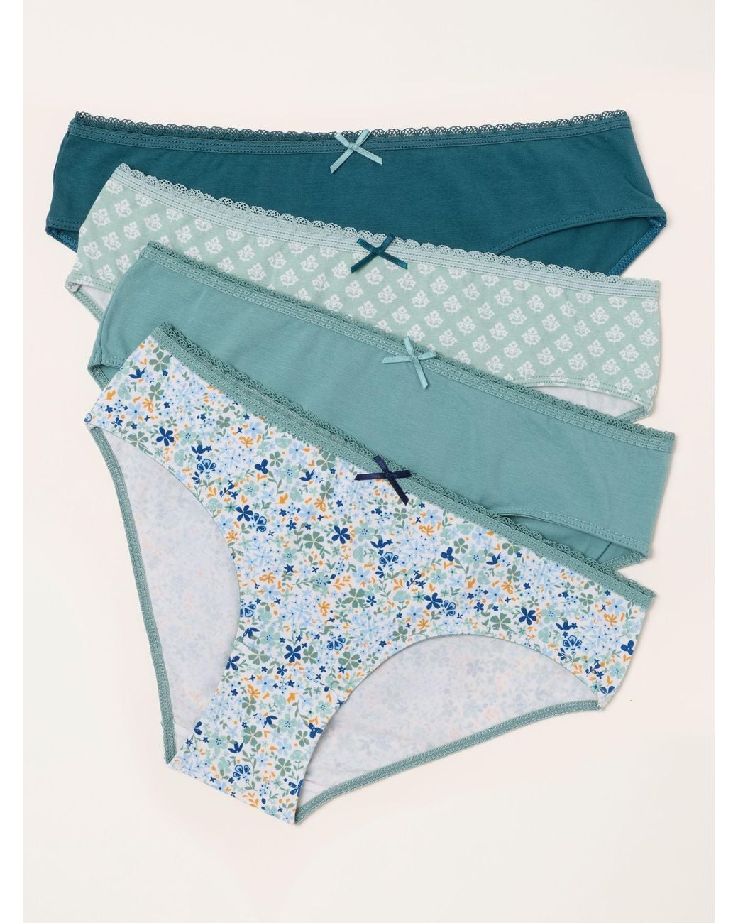 FatFace Blue Fatface 4 Pack Of Geo Floral Classic Knicker